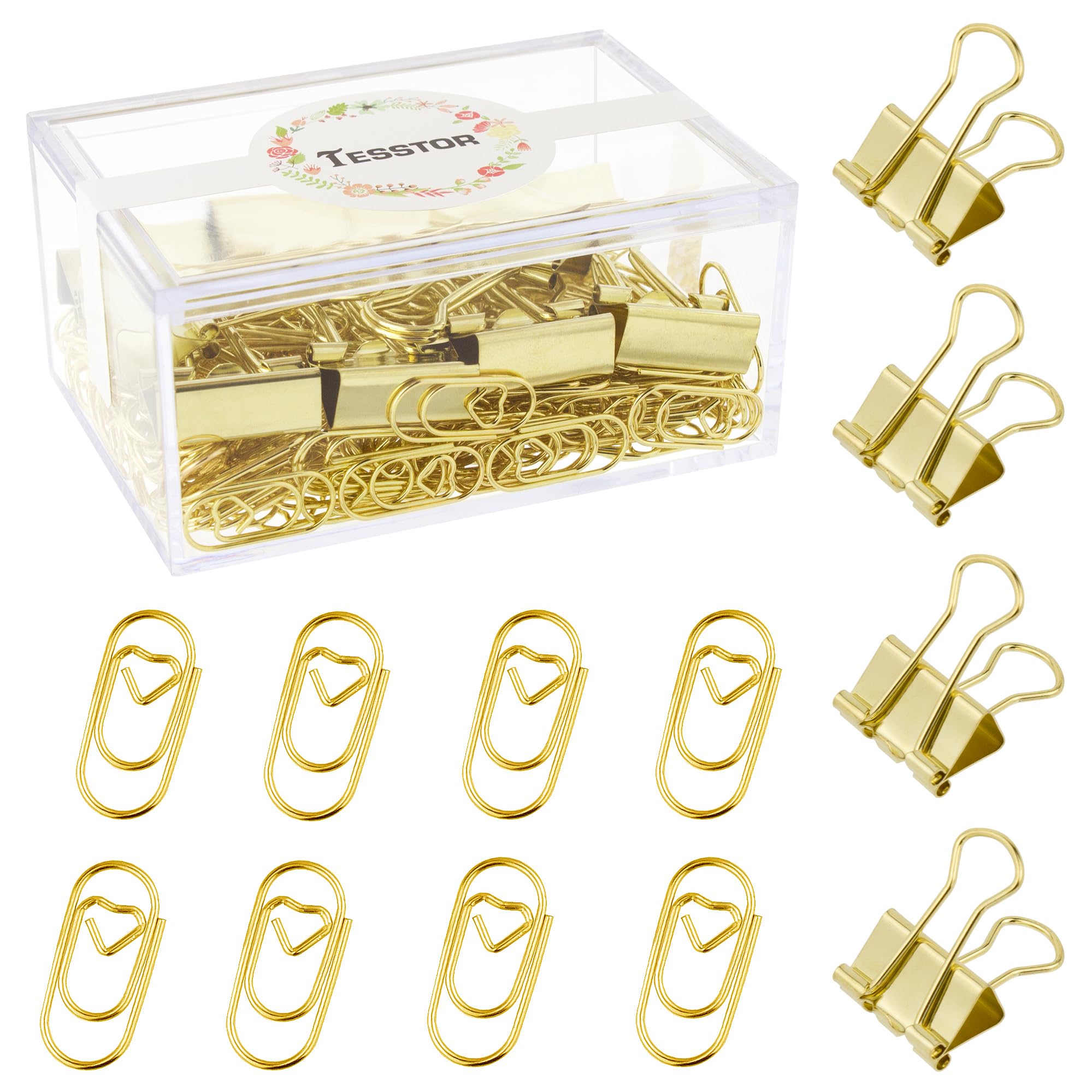 200 Pcs Gold Heart Shaped Paper Clips - Smooth Finish Mini Office Supplies, Non-Skid Stainless Steel Cute Paperclips for School, Office & Crafting - Perfect for Scrapbooking, Note-Taking & Gift Wrapping