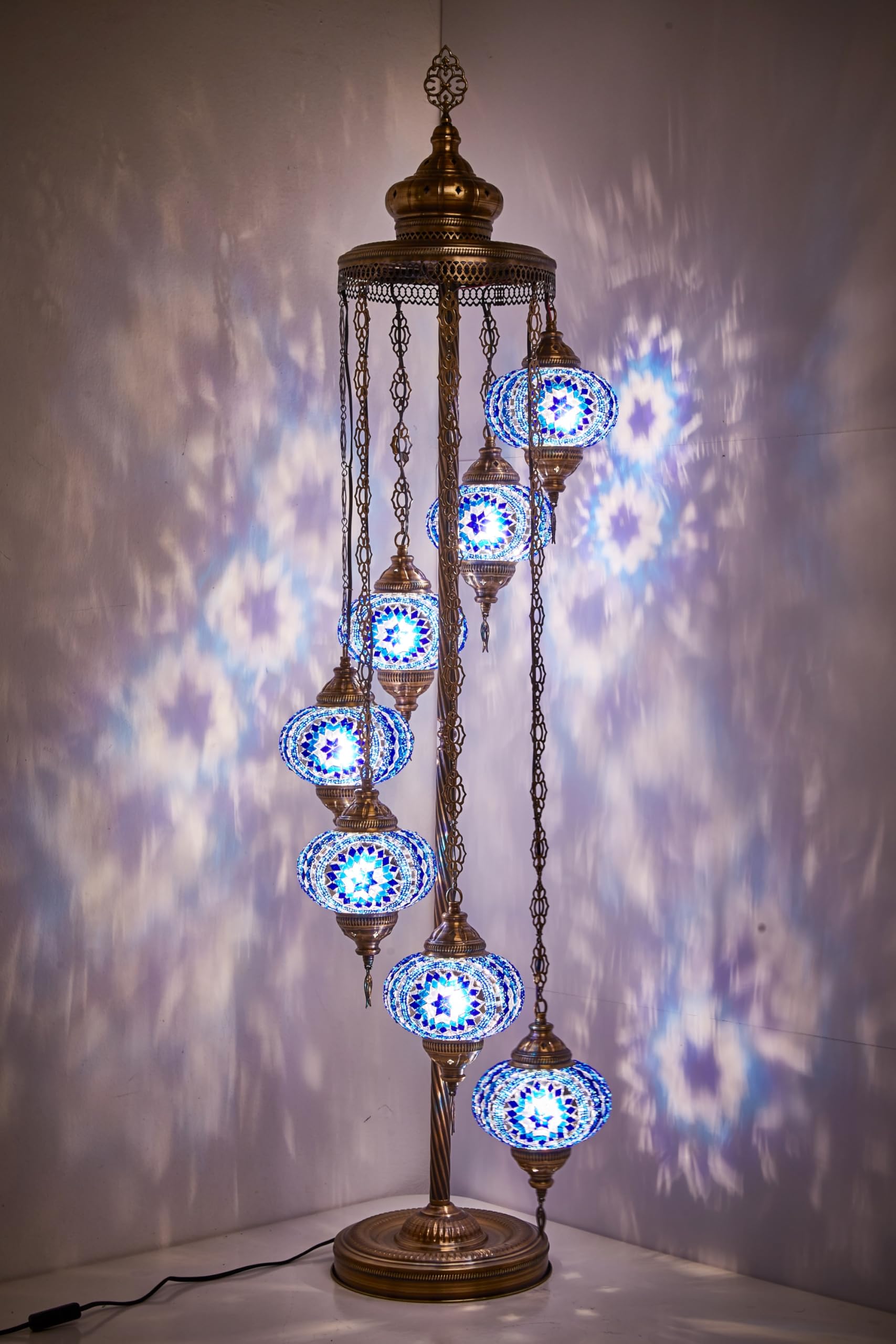 DEMMEX - 7 Large Handcrafted Turkish Moroccan Mosaic Floor Lamp, 60