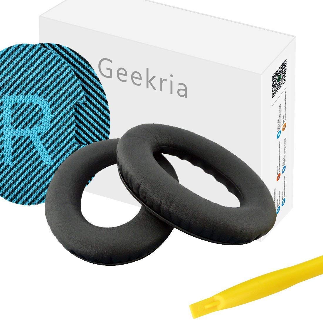 Geekria QuickFit Replacement Ear Pads for Bose QuietComfort 25 & QC25 Headphones - Premium SoundLink Around-Ear Cushions, Comfortable Earpads & Ear Cups Cover Repair Parts (Black) - Perfect for Travel, Office & Noise Isolation