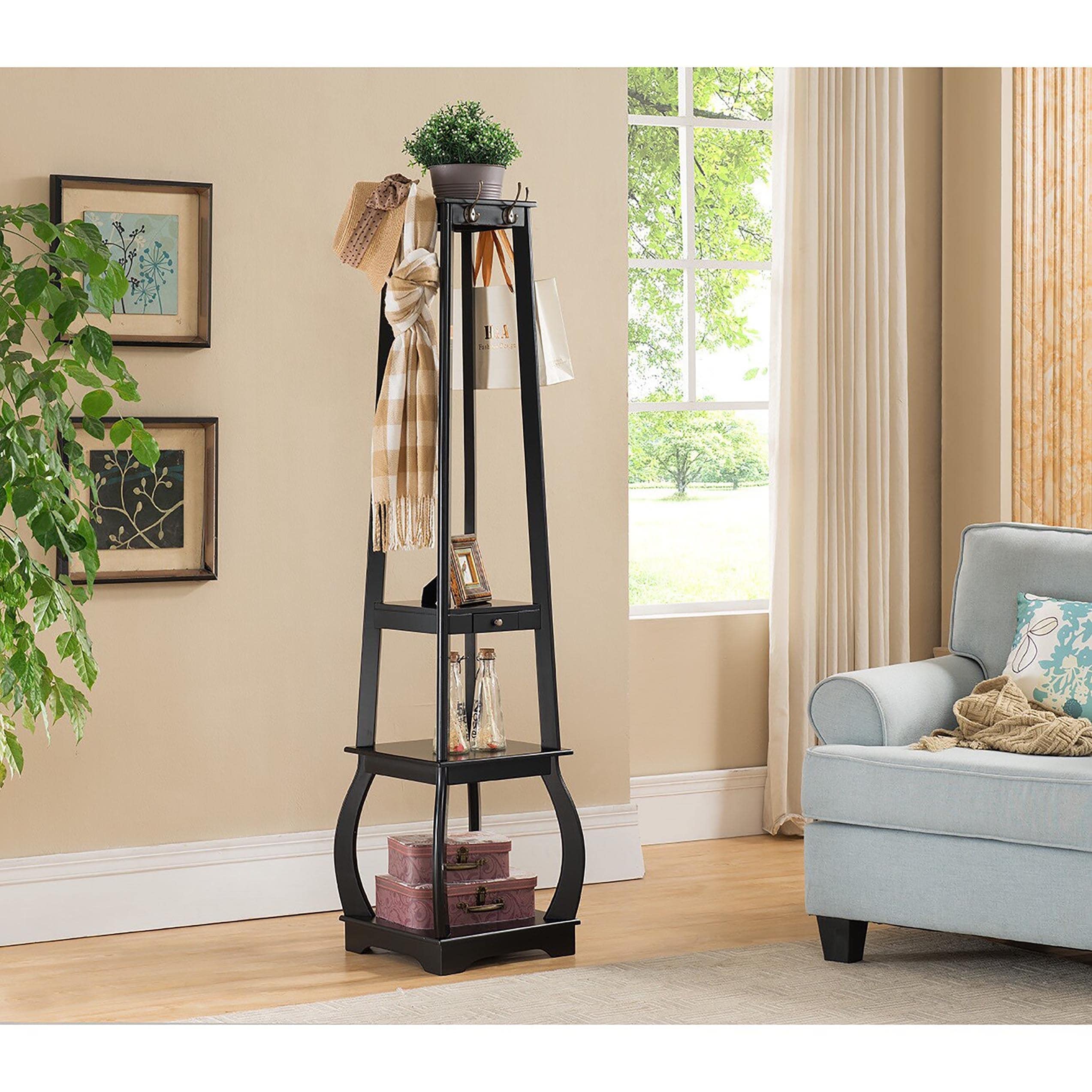 K&B Furniture CR1437 Coat Rack with Storage - Wall Mounted Entryway Organizer for Hats, Scarves & Keys | Perfect for Hallway, Bedroom & Mudroom Organization