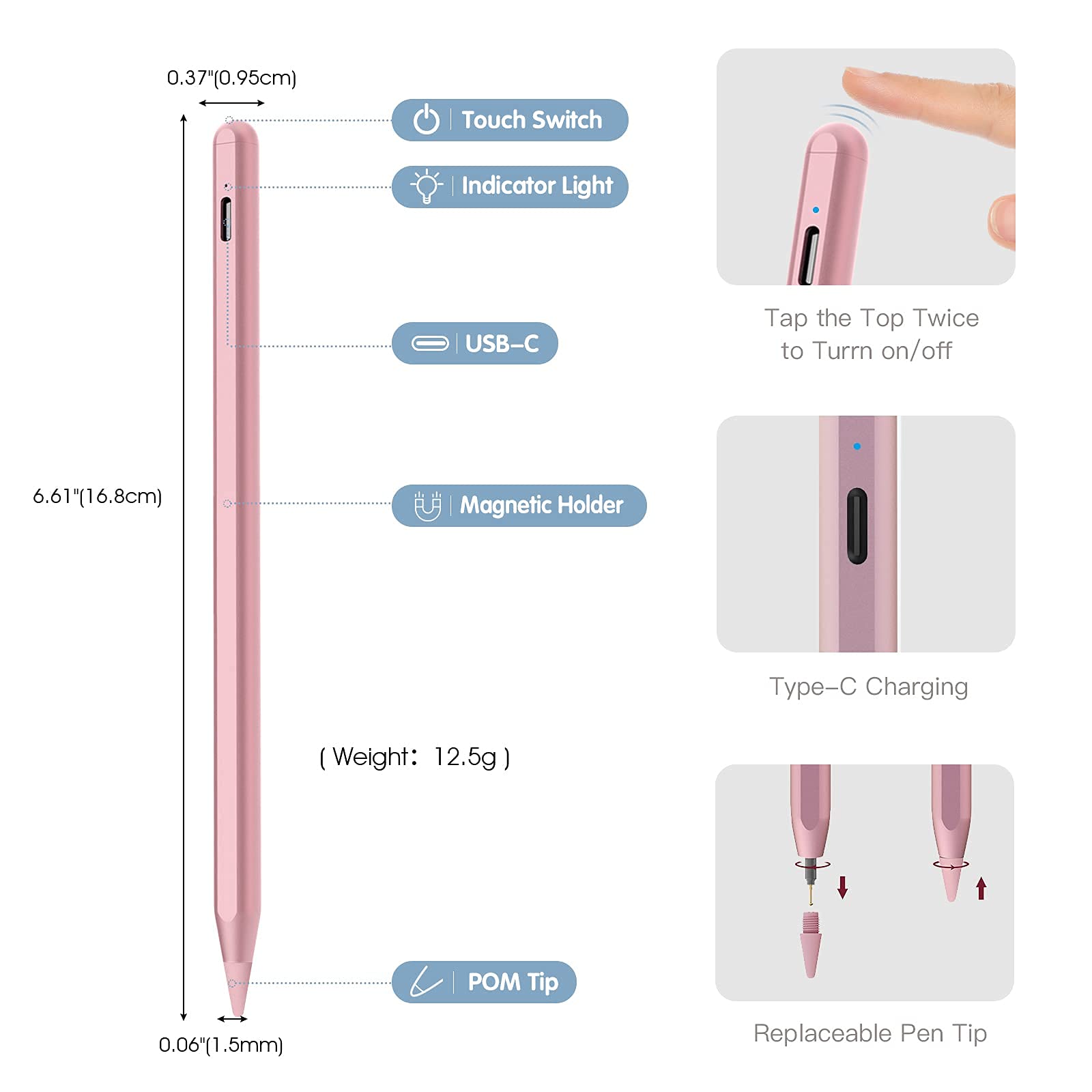 Premium Stylus Pen for iPad 10th/9th/8th/7th/6th Generation & iPad Pro 12.9/11 inch (2018-2023) - Active Pencil with Palm Rejection Technology for iPad Air 5/4/3 & iPad Pro 6/5/4 - Perfect for Drawing, Note-Taking & Digital Art