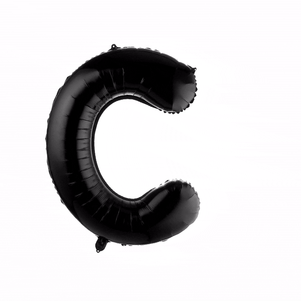 Balloonify Black Mylar Letter C Balloon - 40 Inch Large Foil Alphabet Balloon for Birthday Party Decorations, Baby Showers, Graduation Events & Photo Backdrops - 1 Count Box