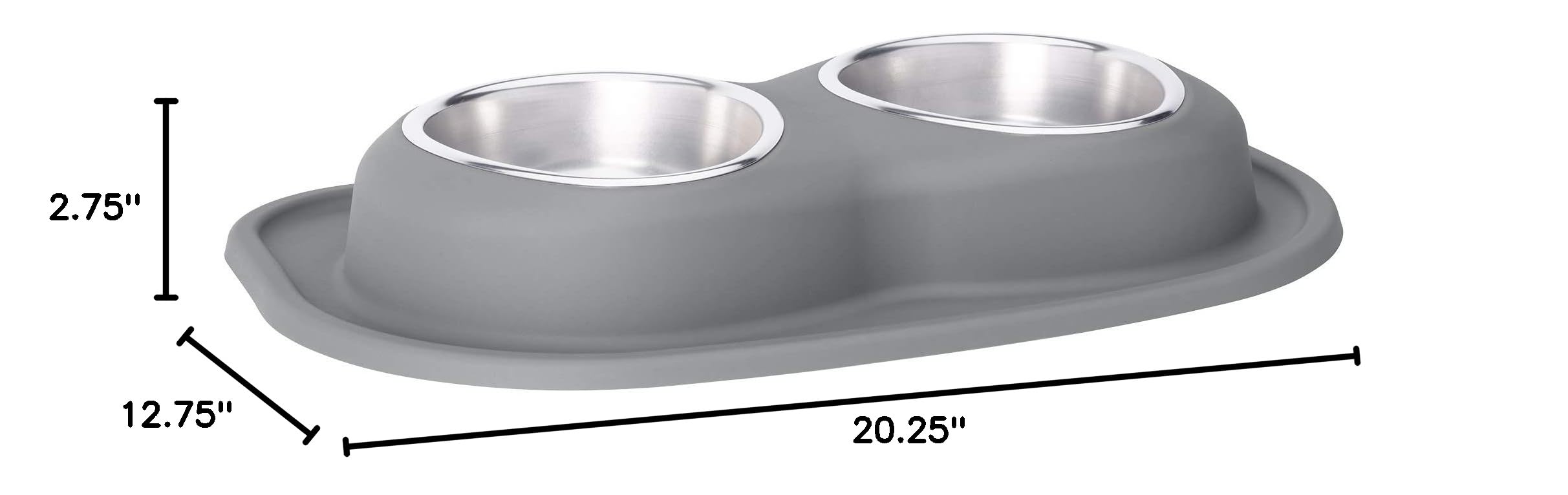 WeatherTech Double Low Pet Feeding System - Compact & Portable Dog & Cat Food & Water Bowl Set - 32oz (4 Cups) Dark Grey (DL3203DG) - Perfect for Travel, Camping & Small Spaces