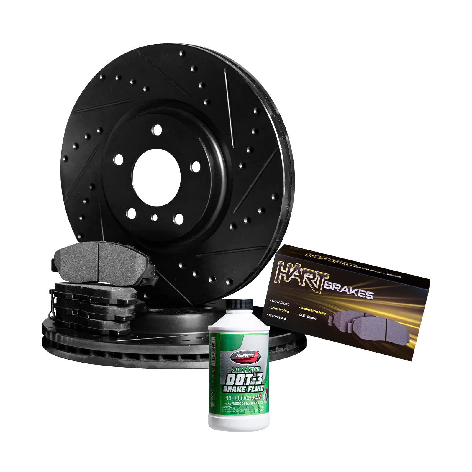Premium Hart Brakes Front Brake Pads and Rotors Kit - Semi-Metallic Disc Brake Set for Smooth Stopping | Fits Multiple Vehicle Models | Ideal for Daily Commuting, City Driving & Highway Safety | BHC1.58014.03