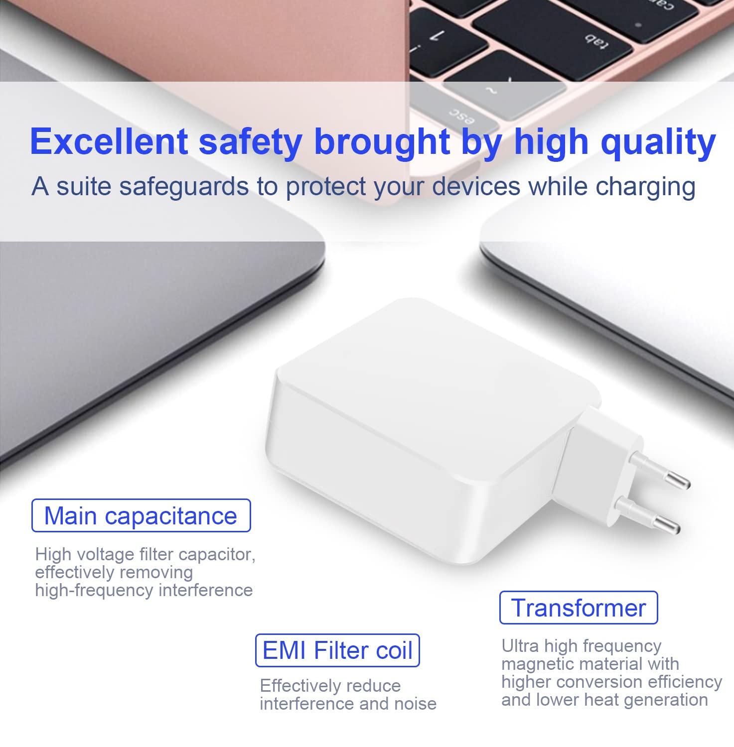 67W Fast USB-C Charger for MacBook Air 13/15 Inch & MacBook Pro 14/13/12 Inch (2022-2018 Models), iPad Pro - Universal Power Adapter Compatible with Lenovo, HP, Samsung, Dell, ASUS Laptops & USB Devices | Perfect for Home, Office & Travel Charging