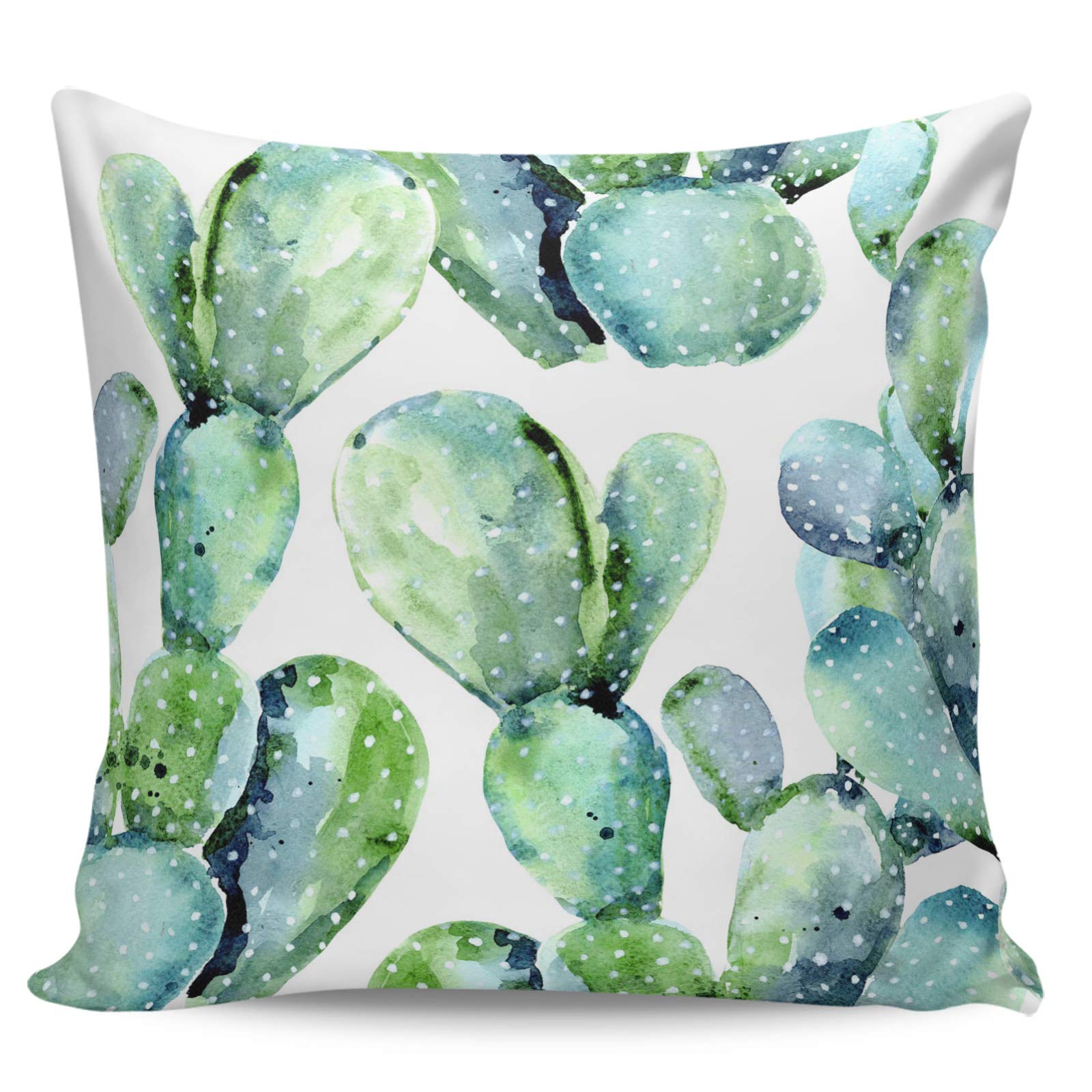 ARTSHOWING 20x20 Inch Decorative Throw Pillow Covers - Watercolor Green Cactus Design for Couch, Sofa & Chair - Durable Cotton Pillow Cases for Living Room, Bedroom & Home Decor