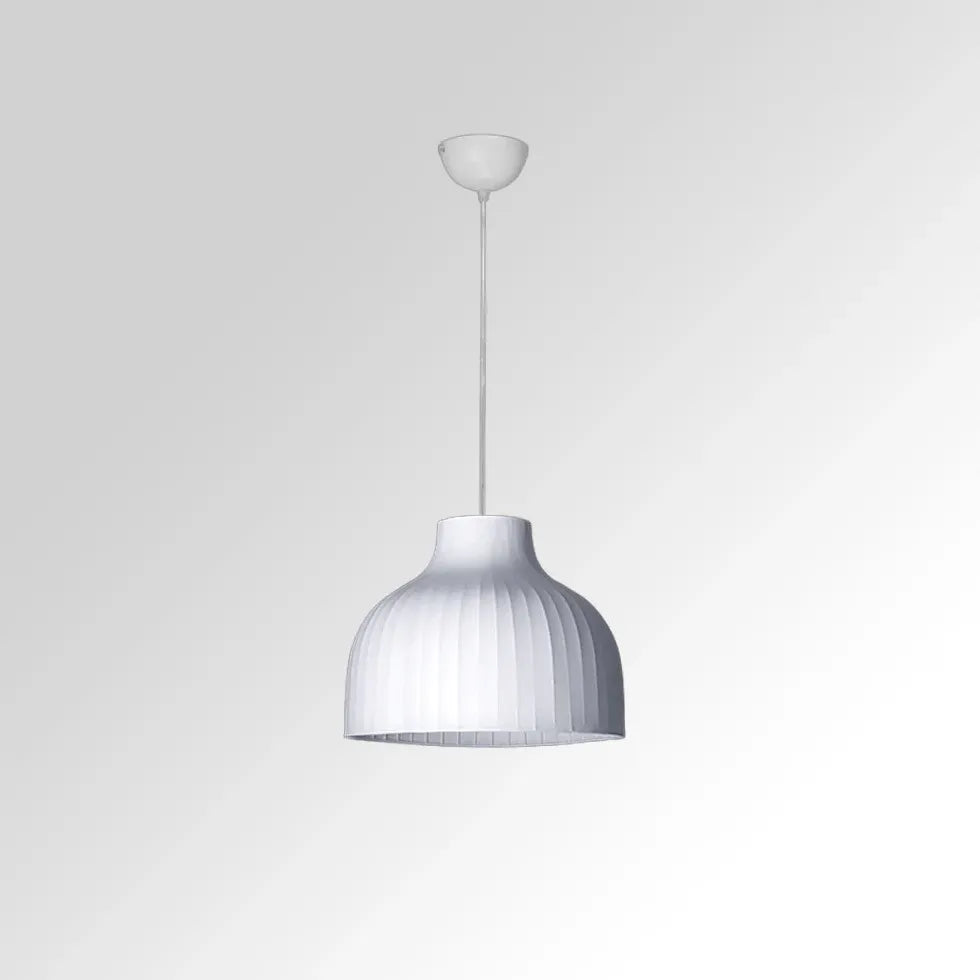 Elegant White Translucent Pendant Light with Curved Pleats - Modern Glass Ceiling Lamp for Kitchen Island, Dining Room & Bedroom Lighting Decor
