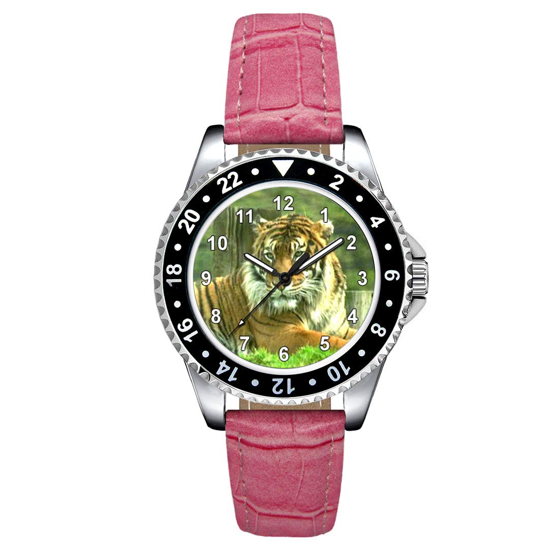 Timest Bengal Tiger Women's Pink Leather Strap Analog Quartz Watch CSE021LP - Elegant Timepiece for Office, Date Night & Special Occasions