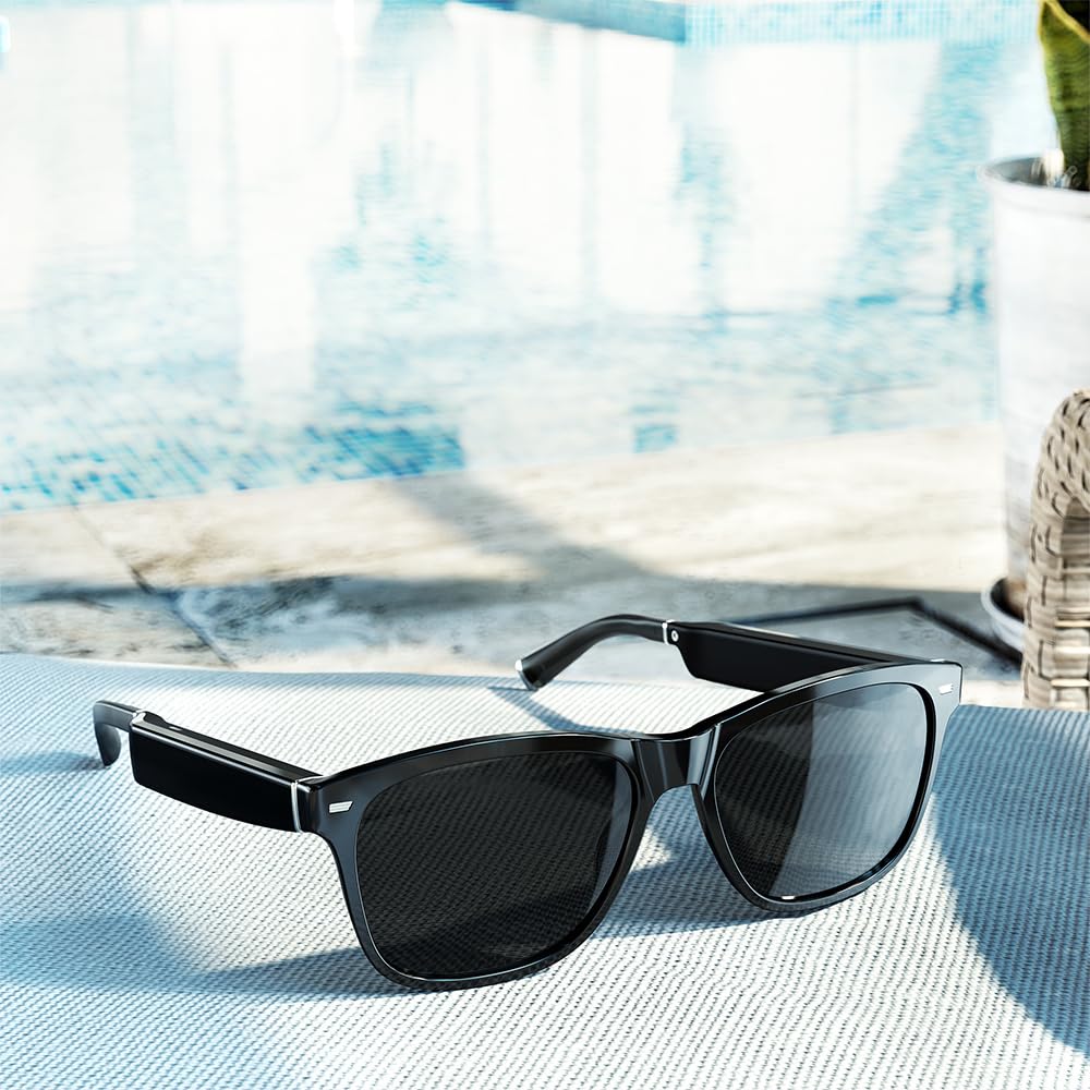 Amazon Echo Frames (2nd Gen) - Alexa Enabled Smart Glasses with Polarized Sunglass Lenses, Square Frame in Classic Black - Hands-Free Calls, Music & Notifications for Workouts, Driving & Outdoor Activities