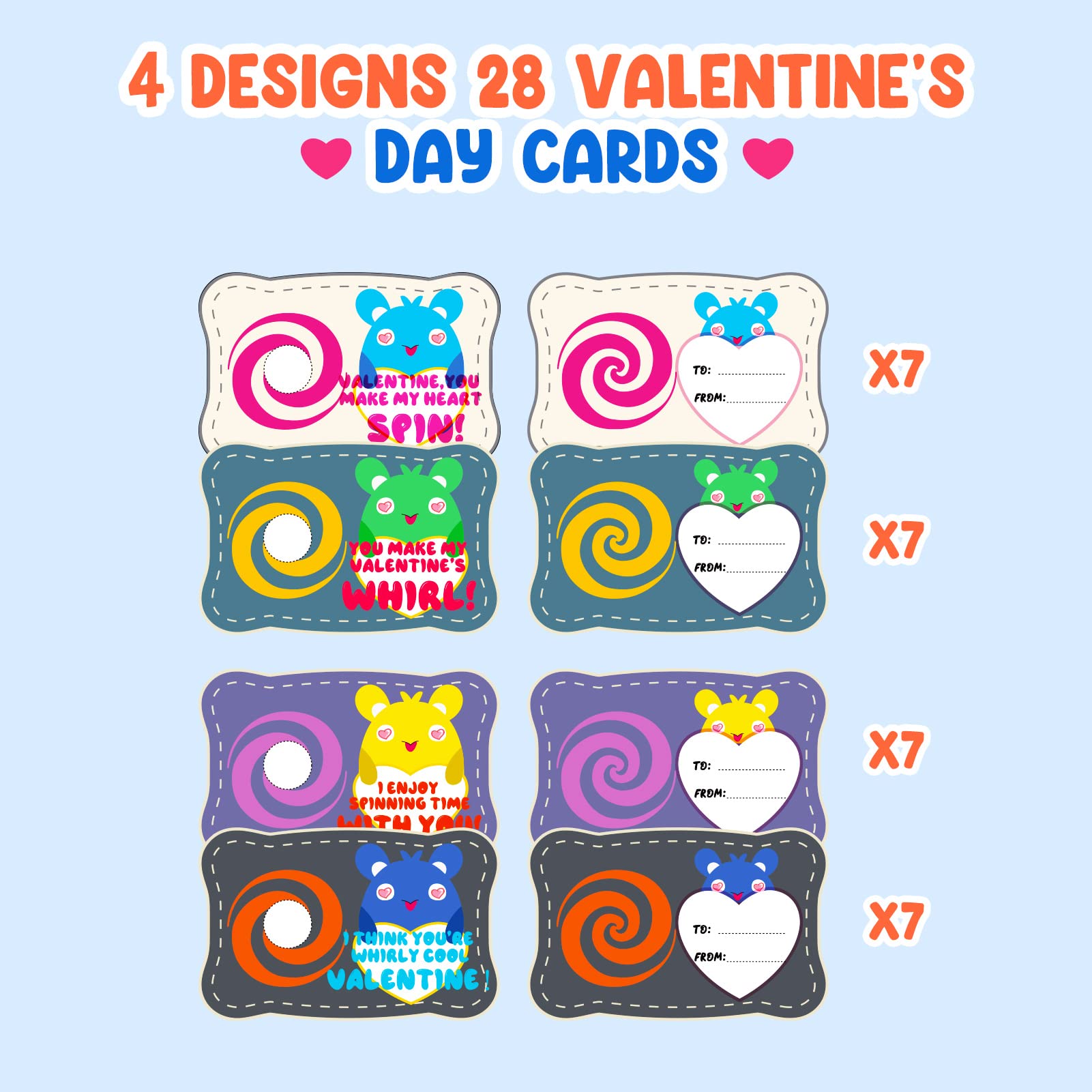 DG-Direct 28 Pack Valentine's Day Cards with Fidget Spinner Toys - Kids Party Favors, Classroom Prizes & Exchange Gifts for Valentine's Day Celebrations - Perfect for School Parties, Classroom Activities & Gift Exchanges
