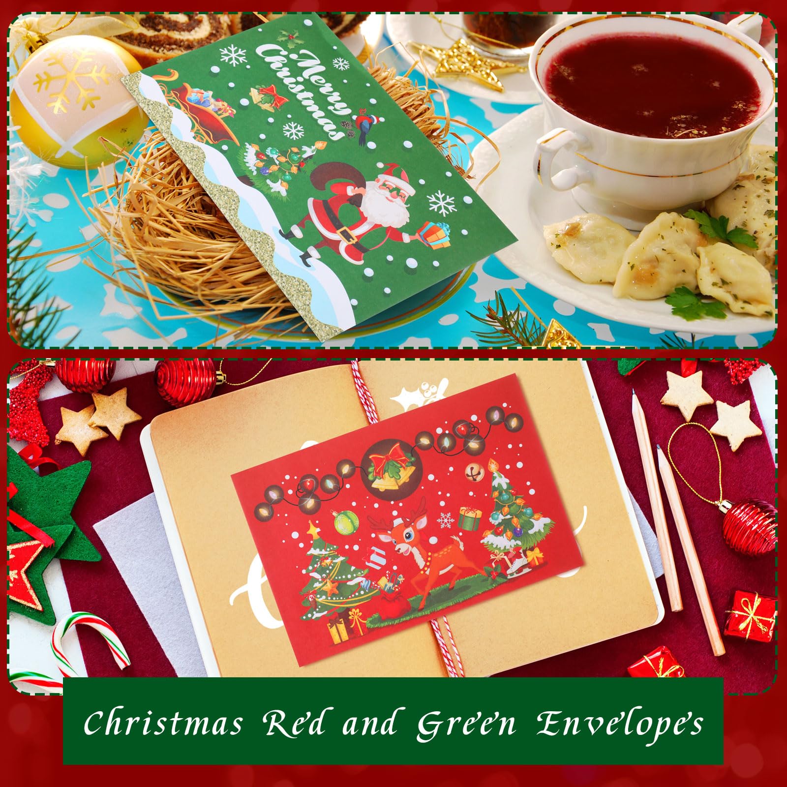 30-Piece Christmas Envelopes Set - Red & Green Mini Holiday Envelopes with Snowflake Stickers for Xmas Cards, Party Favors, Invitations, Business Notes - Perfect for Holiday Greetings, Gift Cards & Office Correspondence