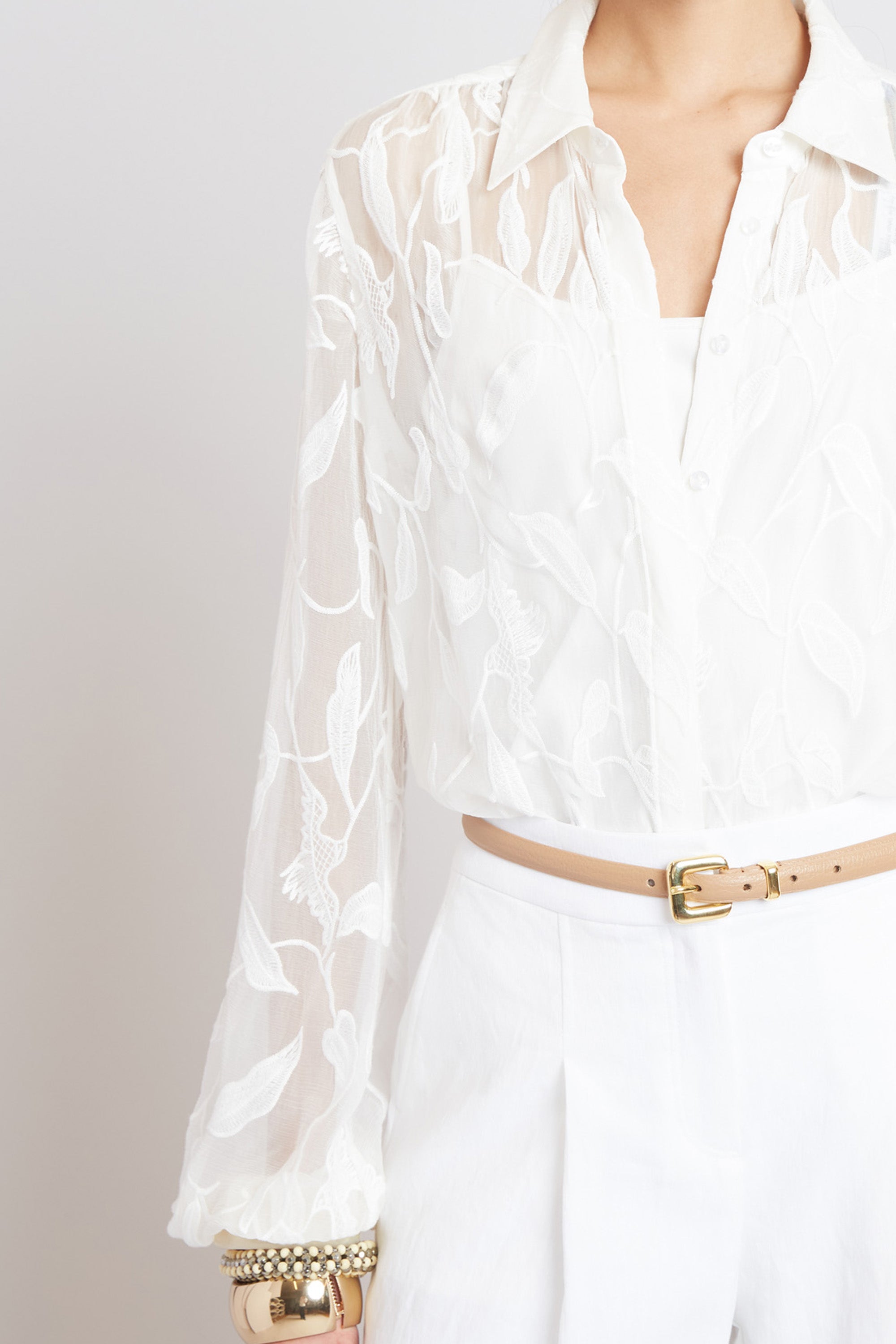 Embroidered Chiffon Blouse for Women - Elegant Floral Design, Lightweight & Breathable - Perfect for Office Wear, Date Night & Summer Outfits