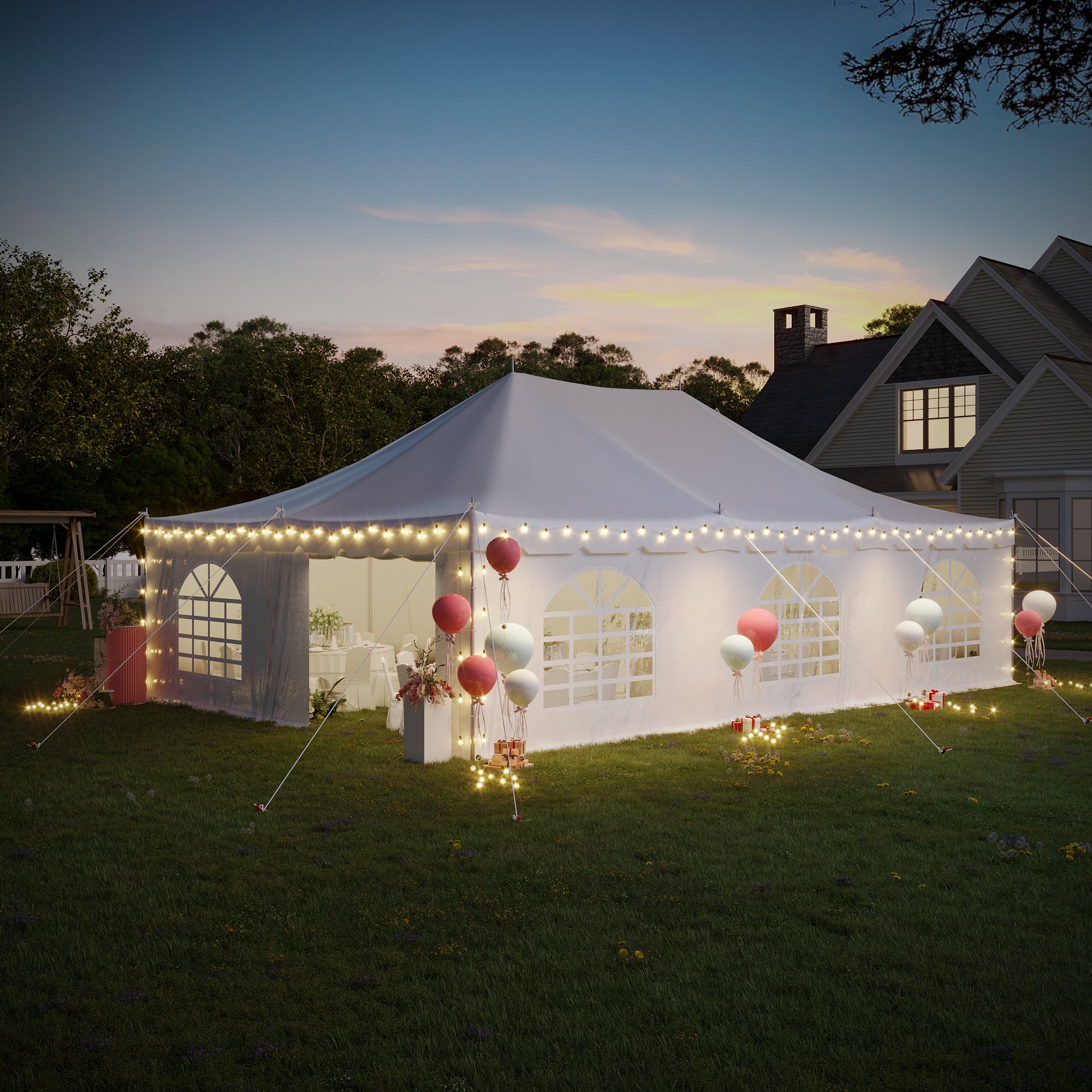 20x30 Party Tent by EROMMY - Waterproof Outdoor Canopy for Weddings, Events & Backyard Gatherings - Heavy Duty Frame with UV Protection