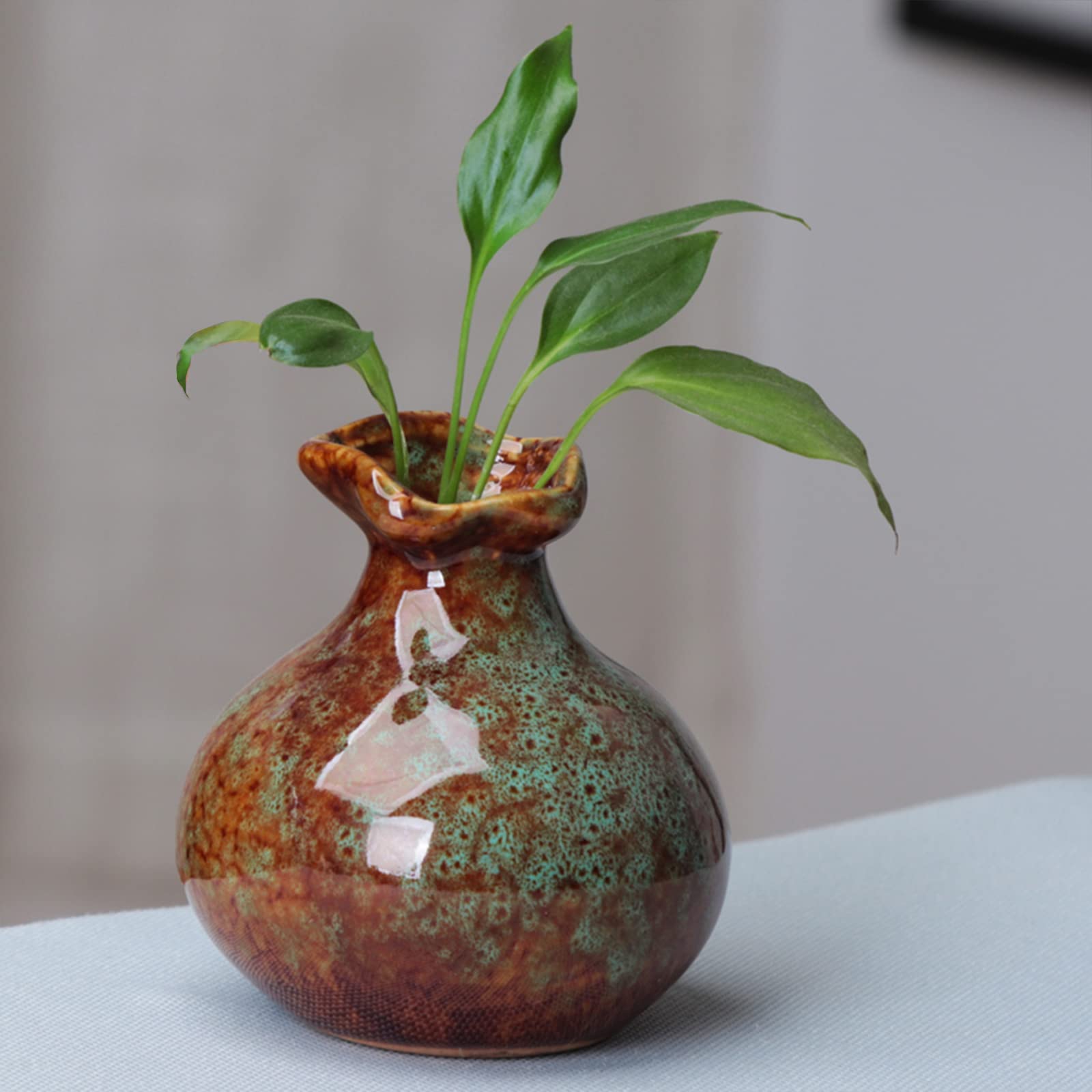 Elegant Glazed Ceramic Flower Vase - Modern Decorative Dried Floral Container for Mantel, Table Centerpieces, Living Room Decor | Perfect Housewarming Gift for Home, Office & Wedding Decorations