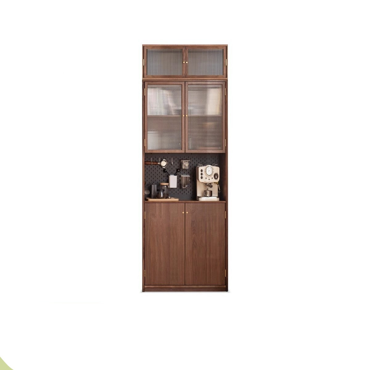 Solid Black Walnut Wood Bookcase with Glass Doors - Stylish Display & Storage Cabinet for Living Room, Office, or Library