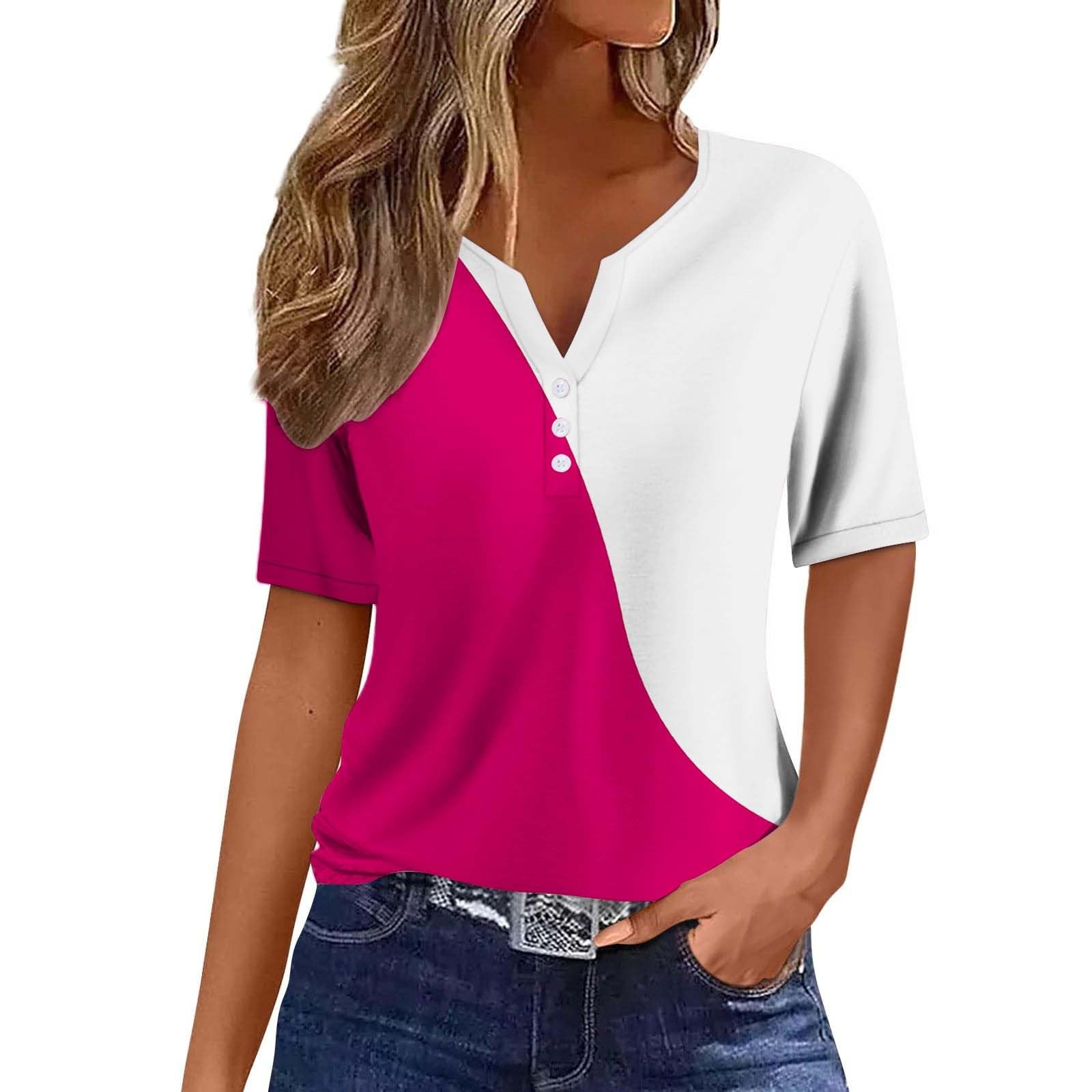 2024 Trendy Women's Summer Tops - V Neck Boho Short Sleeve Casual Tunic Shirts | Loose & Comfy Vacation Wear for Beach, Travel & Everyday Outfits