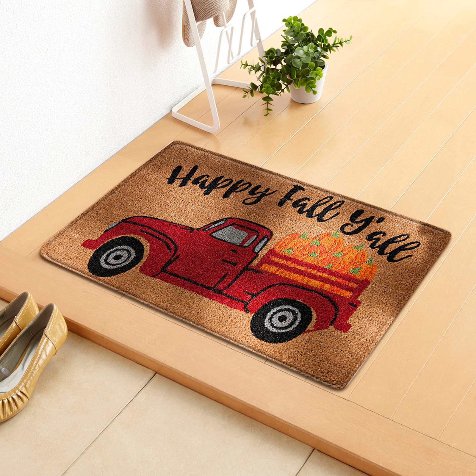 Comigeewa Thanksgiving Door Mat - Cartoon Non-Slip Floor Mat for Hallway, Kitchen & Entryway - Soft Absorbent Rug for Home Decor & Holiday Season
