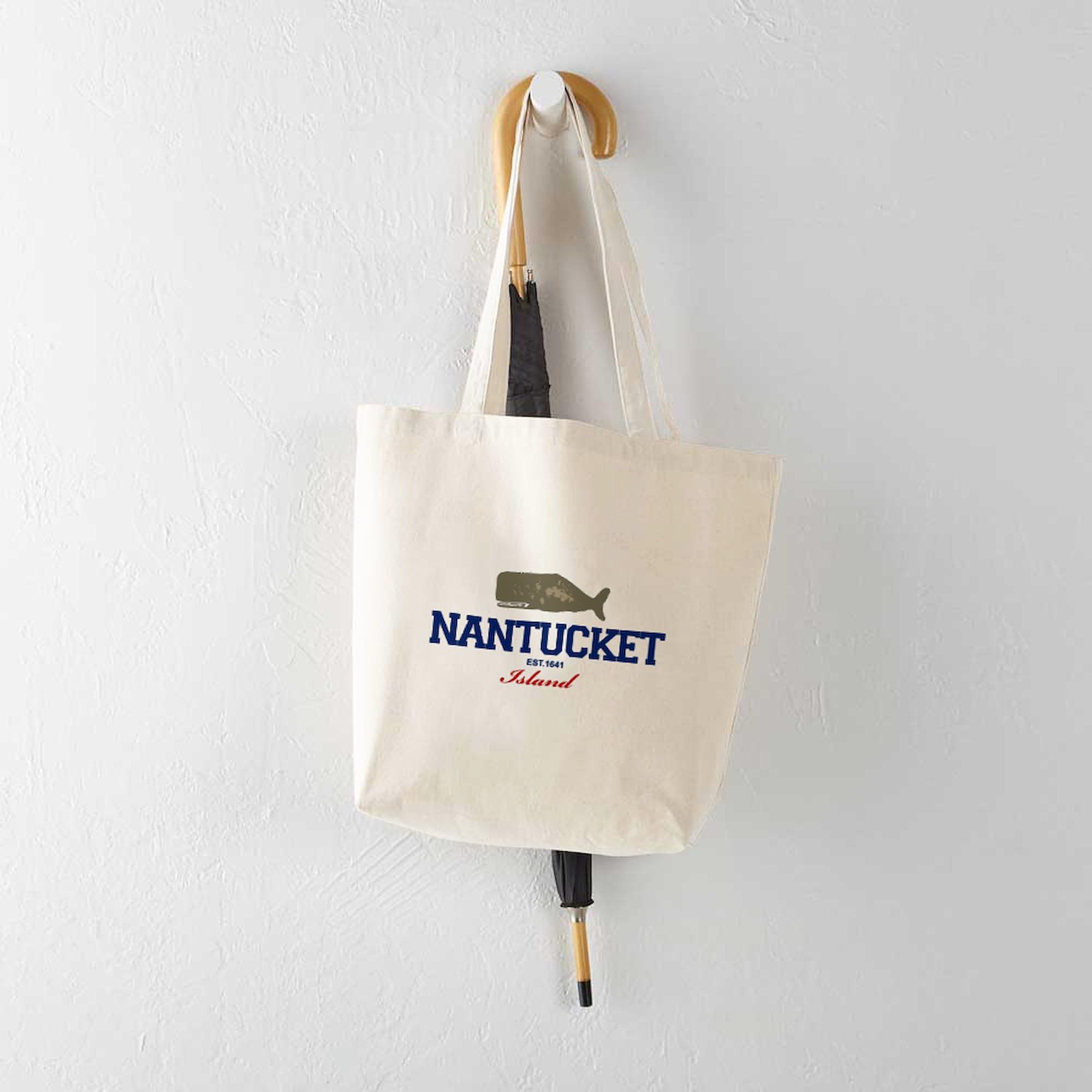 Nantucket Massachusetts Tote Bag - Natural Canvas Reusable Shopping Bag for Groceries, Beach Trips & Daily Errands