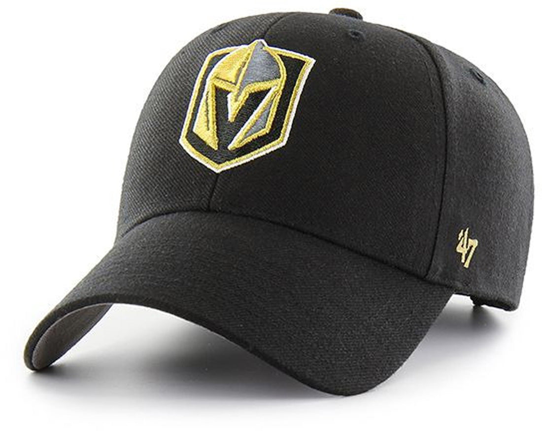 Vegas Golden Knights 47 Brand MVP Adjustable Black NHL Cap - Official Licensed Hockey Hat for Men & Women - Perfect for Games, Tailgating & Fan Gear Collection