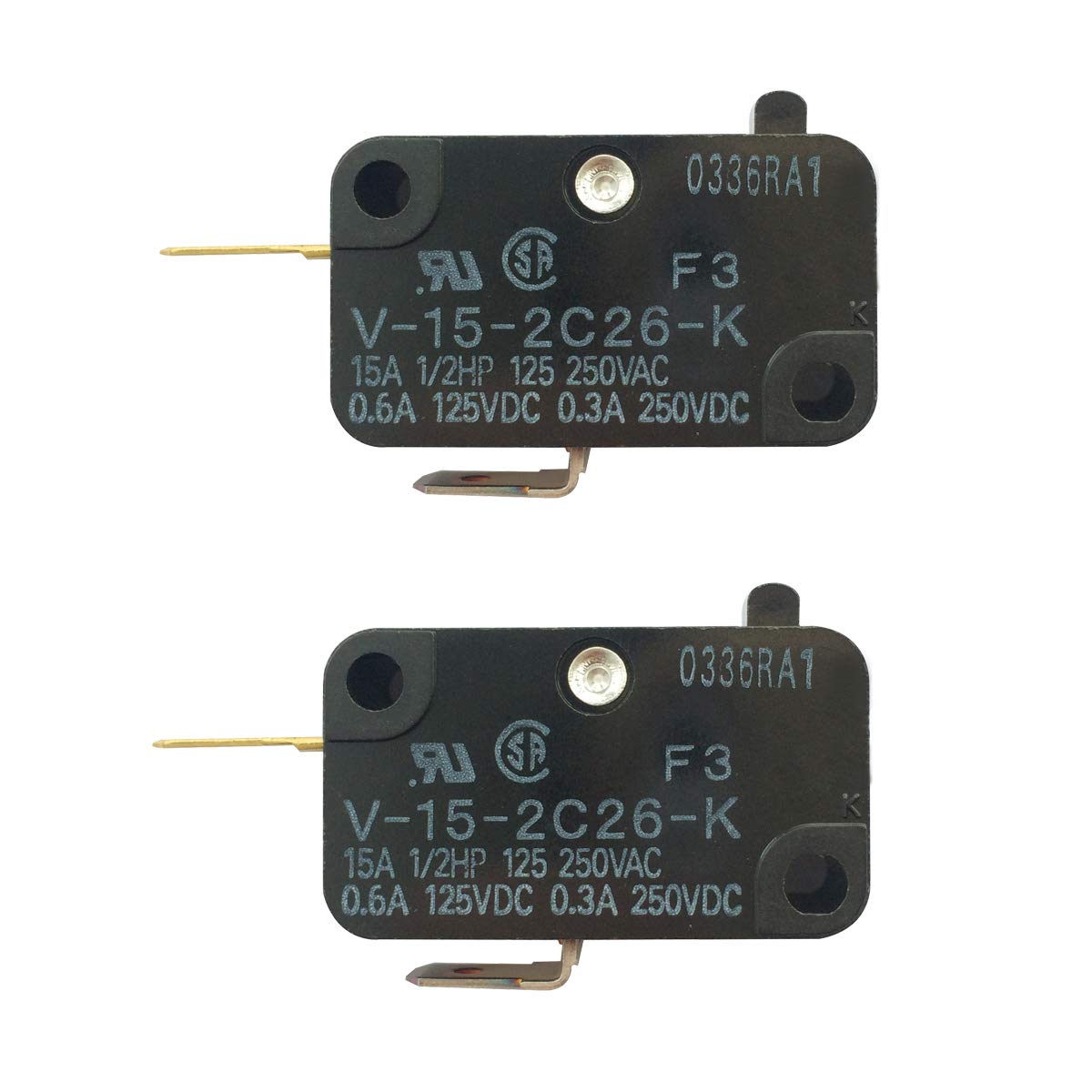 OMRON Switch Replacement - LONYE V-15-2C26-K Micro Snap Action Switch 15A 125/250VAC (Normally Closed) - Compatible with Shurflo 2088 Series Pump (2-Pack) - Ideal for Water Pumps, Industrial Equipment and Appliance Repair