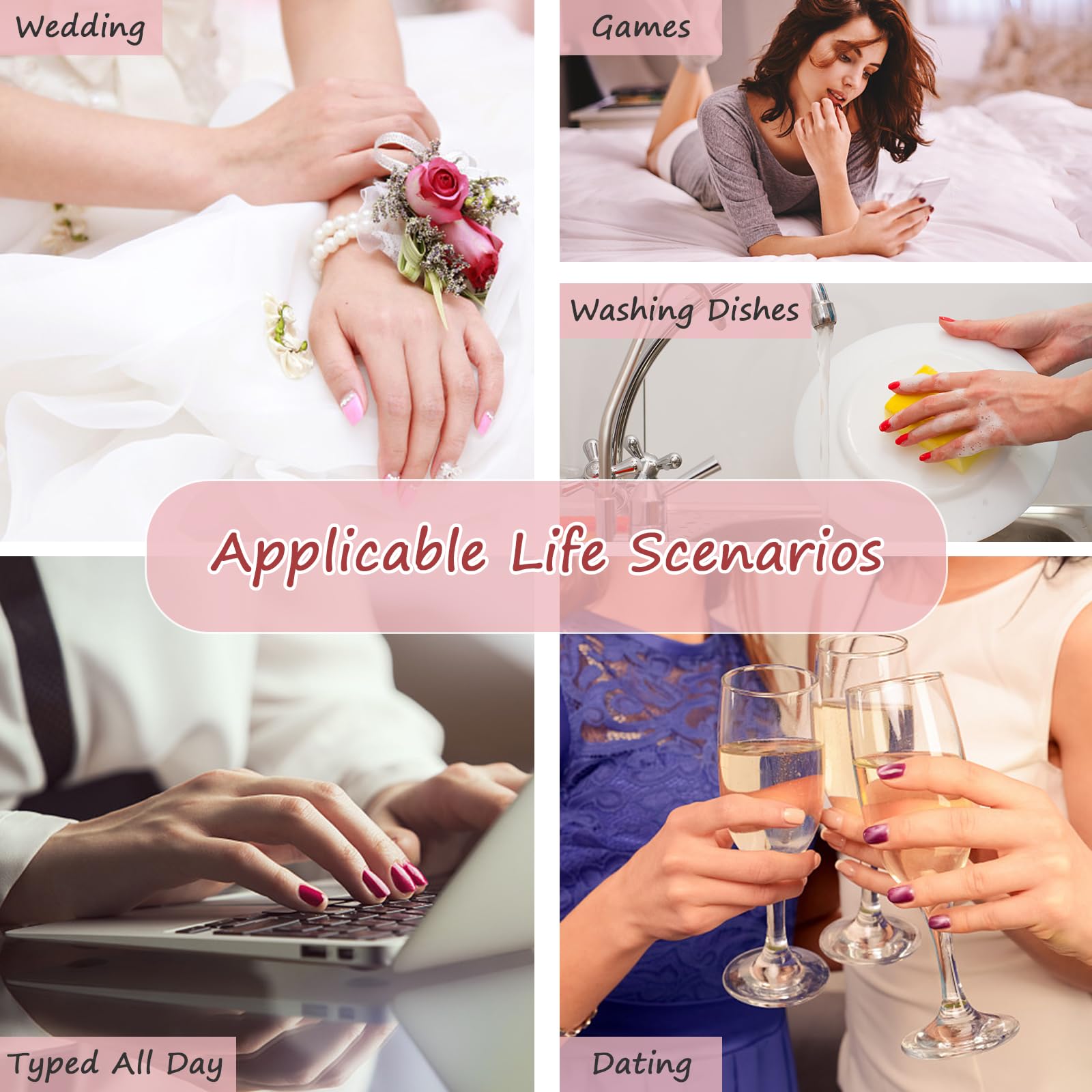 24Pcs Short Almond Press on Nails - French Tip Glossy Aurora Glitter Fake Nails with Glue Stickers, Reusable Acrylic Full Cover Oval Stick on Nails for Women & Girls | Perfect for Parties, Weddings, Date Nights & Everyday Wear
