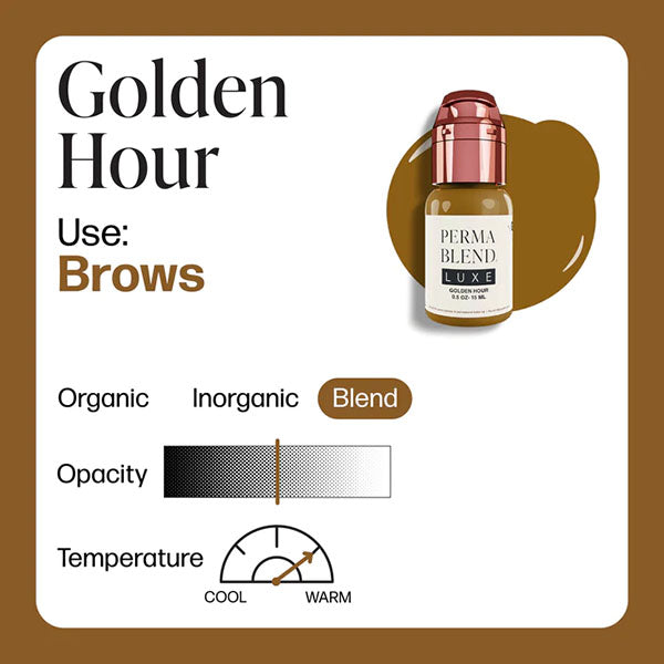 Perma Blend Luxe Golden Hour Pigment - Professional Cosmetic Tattoo Ink for Eyebrows & Lips | Long-Lasting, Vibrant Color | Perfect for Microblading, Ombre Brows & Permanent Makeup Artists