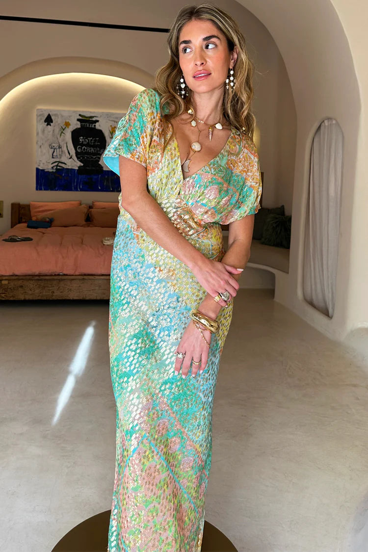 Pastel Boho Elodie Dress - Flowy Midi Dress with Floral Print for Women | Perfect for Beach Vacations, Summer Parties & Boho Fashion Outfits