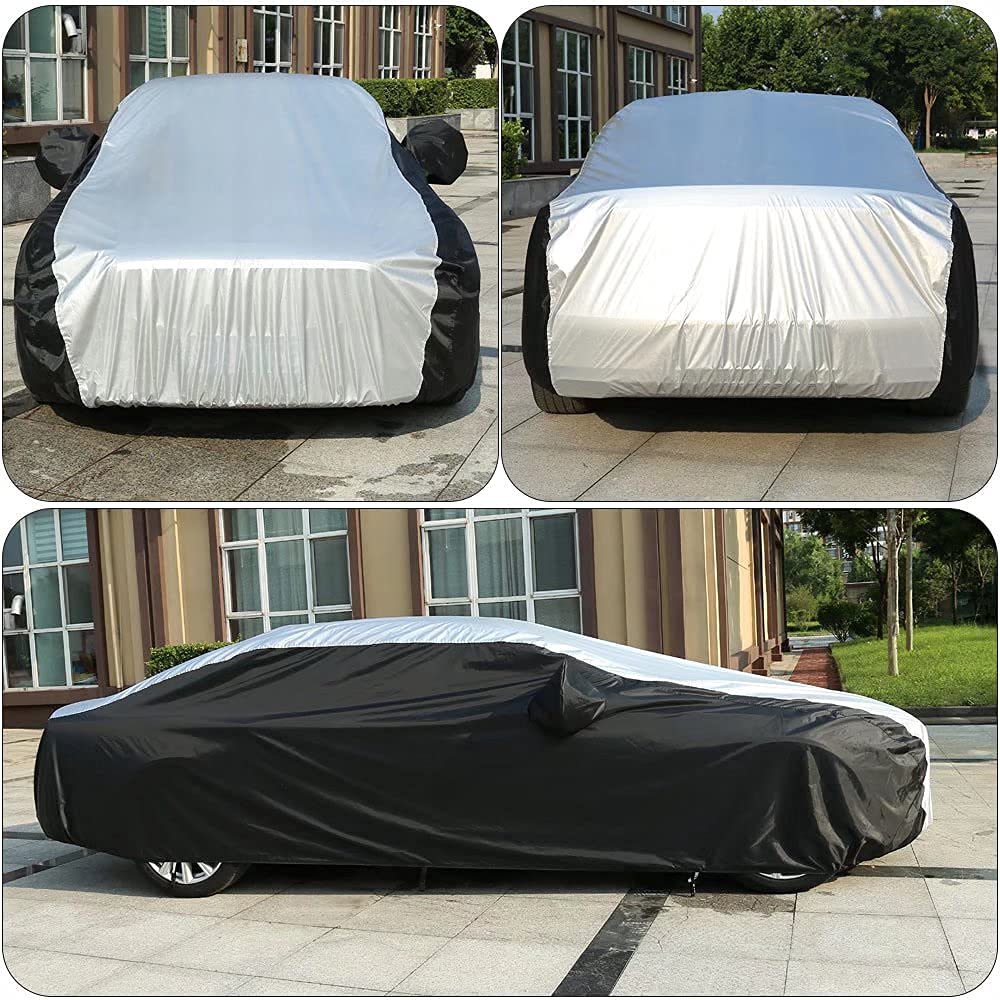 Waterproof All-Weather Car Cover for Outdoor Protection - Rain, Sun & Snow Resistant with PU Sealed Tape - Universal Fit for Sedans (201