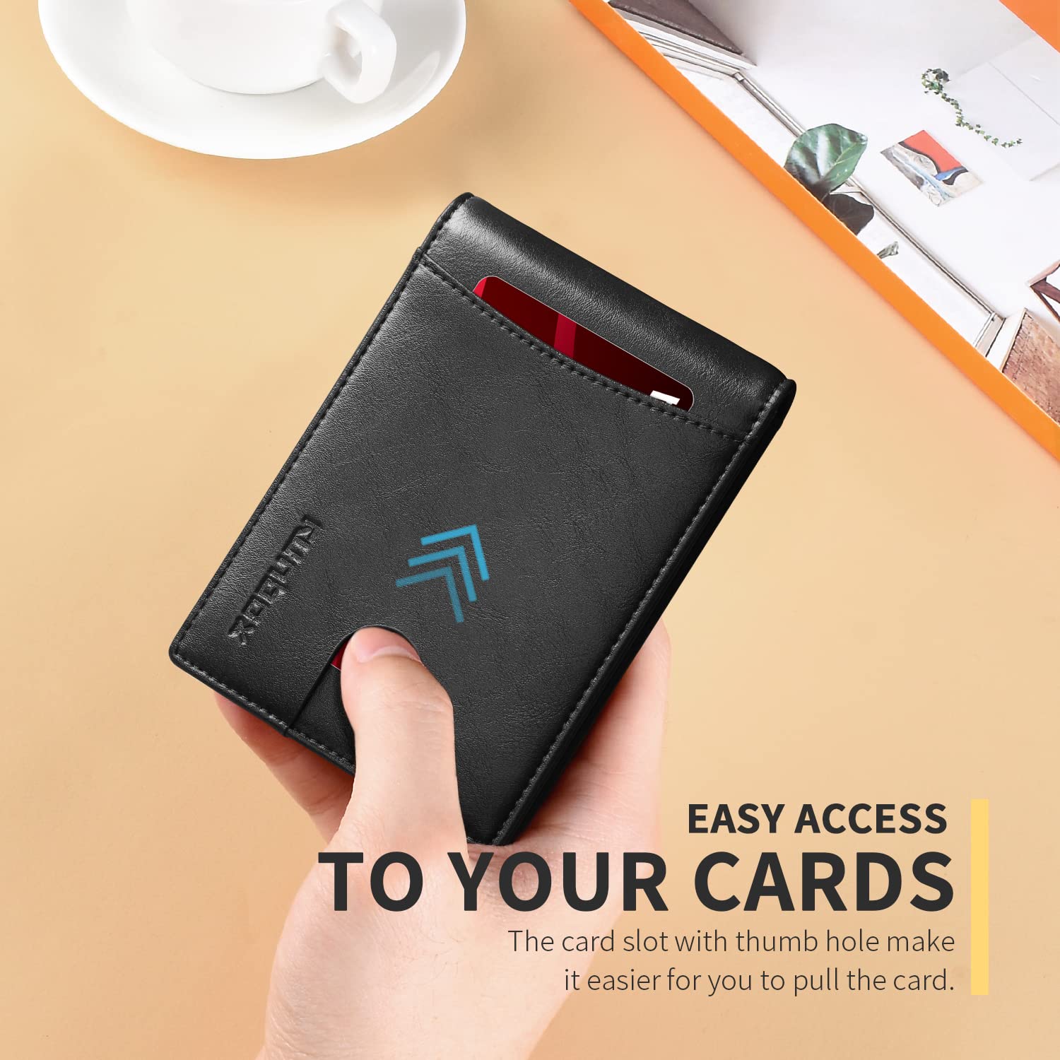 Genuine Leather Slim RFID Blocking Bifold Wallet for Men - Minimalist Front Pocket Wallet with Money Clip & Gift Box - Perfect for Everyday Carry, Travel & Business Use