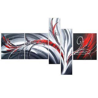 Large Abstract Line Canvas Painting - Modern Acrylic Wall Art Set of 5 - Contemporary Home Decor for Living Room, Bedroom & Office