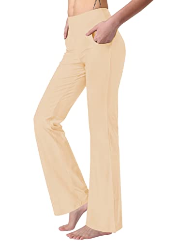 Keolorn Women's High Waist Bootcut Yoga Pants with Pockets - Stretchy Workout Pants for Yoga, Running & Lounge Wear - Comfortable Bootleg Leggings for Women