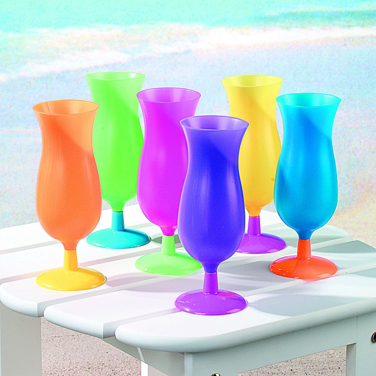 Fun Express Neon Hurricane Glasses - Plastic Party Cups Bulk Pack of 60 - Perfect for Birthday Parties, Poolside Drinks & Summer Celebrations