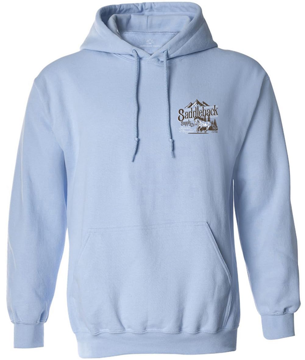 Saddleback Supply Men's Western Spirit Logo Pullover Hoodie - Soft Cotton Fleece Hooded Sweatshirt for Casual Wear, Outdoor Activities & Western Lifestyle