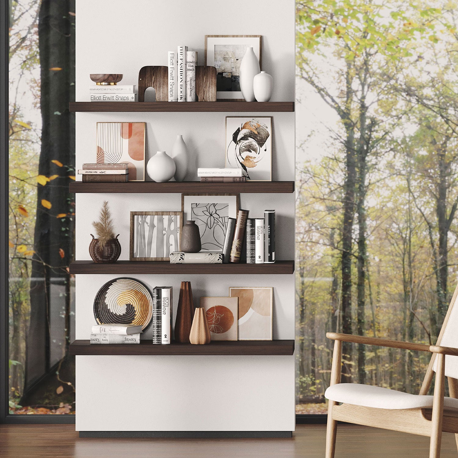 Aksel Espresso Floating Shelf - Wall Mounted Wooden Shelf for Home Decor, Kitchen, Bathroom & Office Storage - Perfect for Displaying Plants, Books & Decor Items