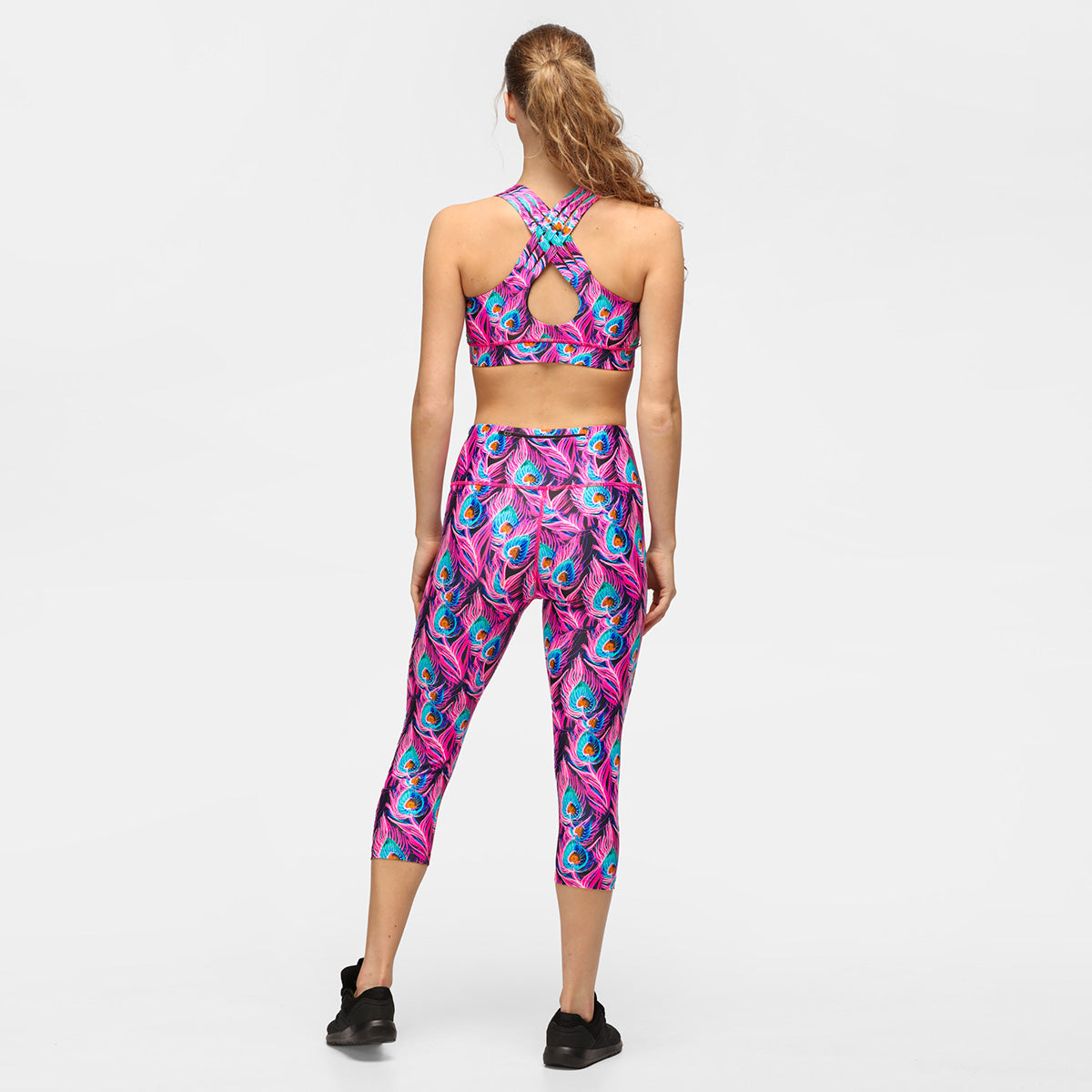 Flamboyant Feathers Capri Pants - Women's Bohemian Beachwear for Summer Vacation & Music Festivals