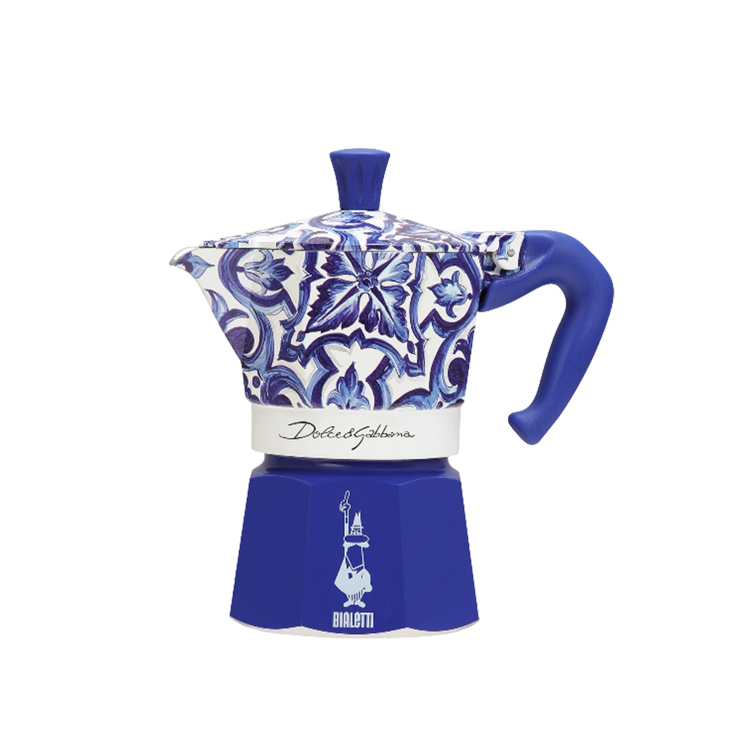 Bialetti Dolce&Gabbana Moka Express 3-Cup Stovetop Espresso Maker in Mediterranean Blue - Perfect for Home Coffee Brewing & Italian Style Espresso Making