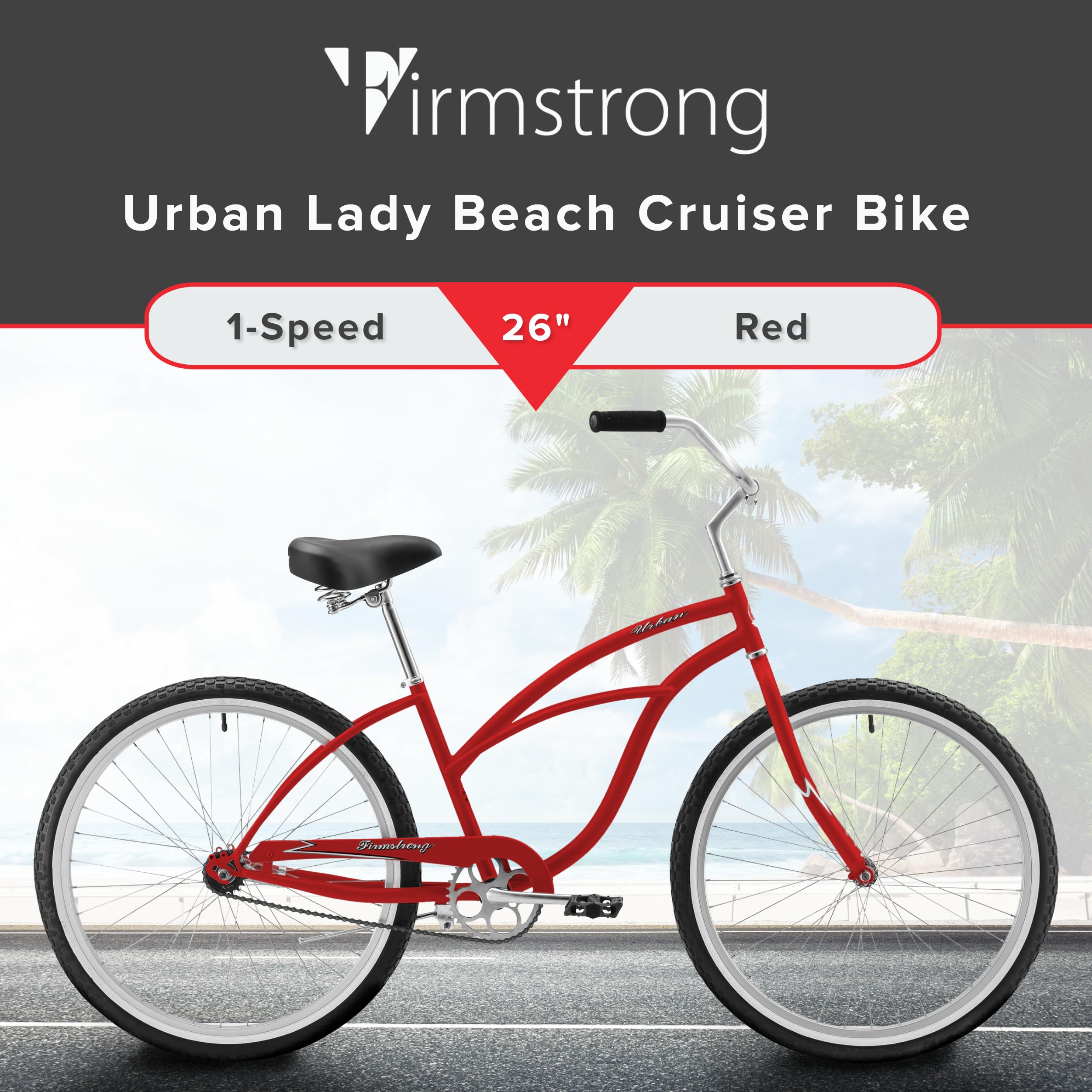 Firmstrong Urban Lady Beach Cruiser Bicycle - Comfortable Women's Bike for Leisure, Commuting & Beach Rides - Perfect for Coastal Cruising, City Commutes & Weekend Relaxation