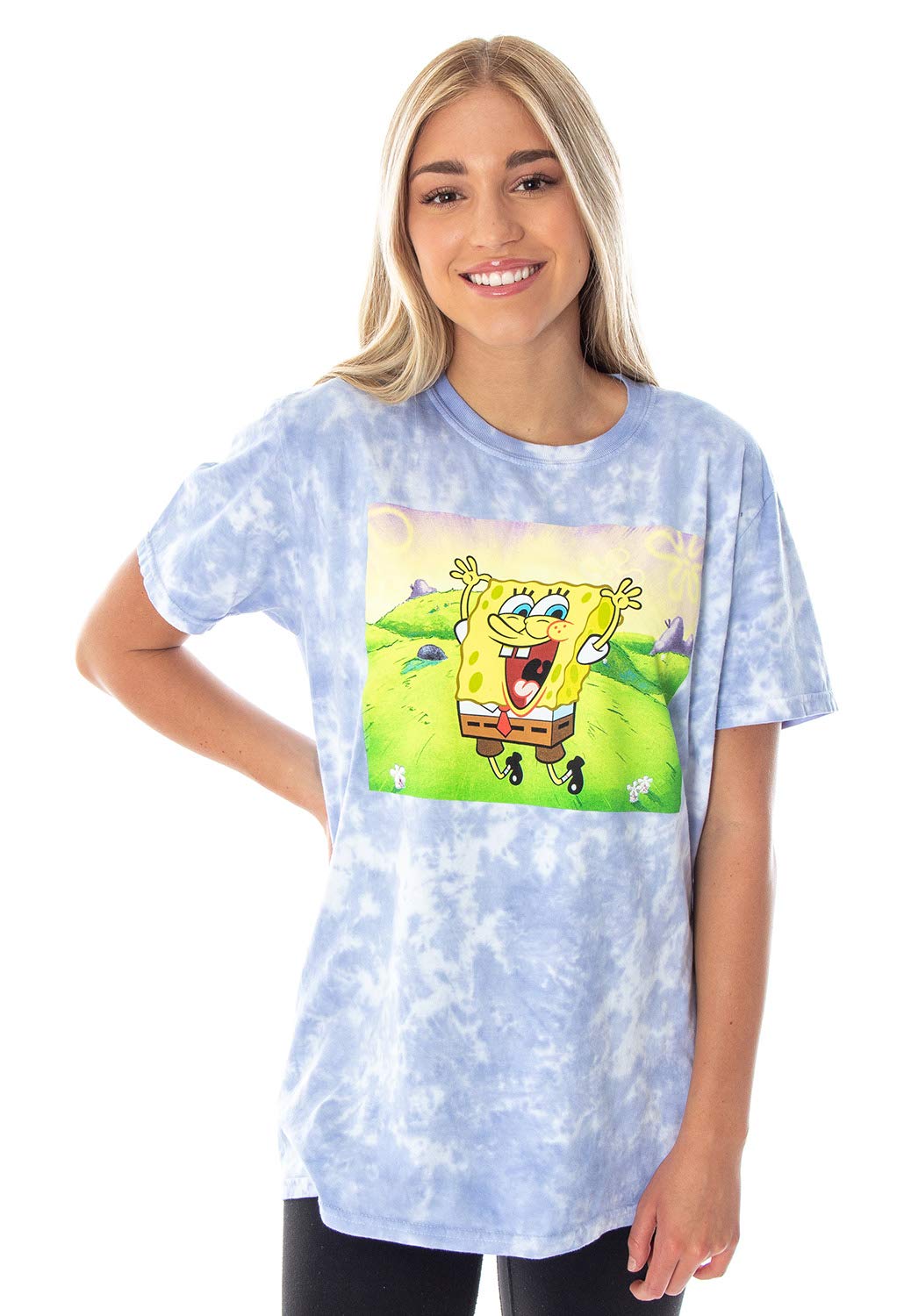 SpongeBob SquarePants Men's Graphic T-Shirt - Funny Cartoon Character Tee with Bleach Wash Design - Perfect for Casual Wear, Cosplay, and Gifts