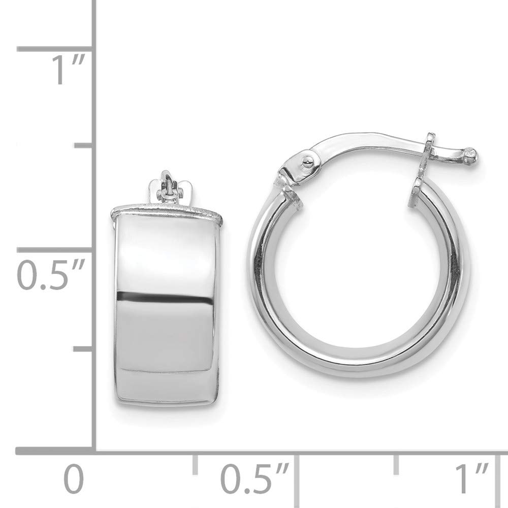 14K White Gold High Polished 7mm Hoop Earrings for Women - Classic Circle Huggie Earrings for Everyday Wear, Gift Giving & Special Occasions | TF1411W