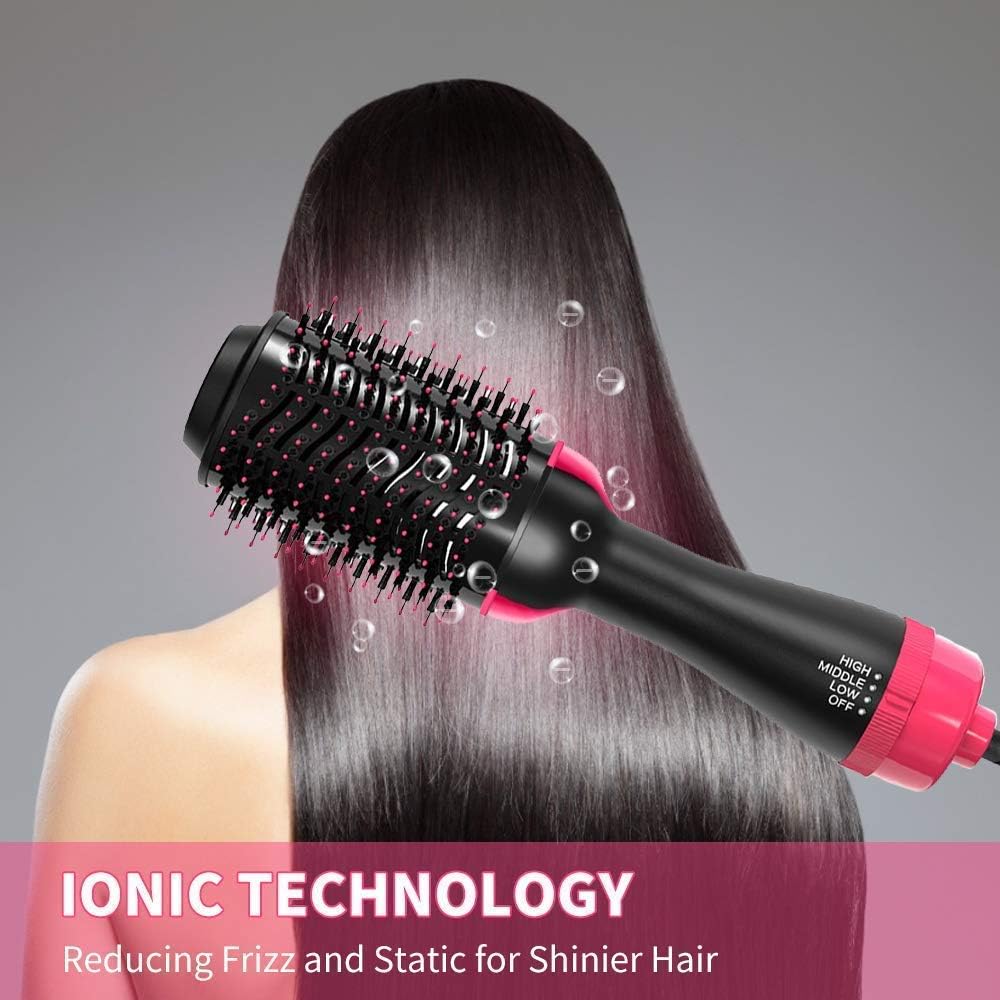 Upgraded 4-in-1 Blowout Hair Dryer Brush - Hot Air Styler, Volumizer & Straightening Comb with Negative Ion Technology for All Hair Types (Oval Shape, Black, 1200W) - Perfect for Salon-Quality Styling at Home, Travel & Daily Hair Care