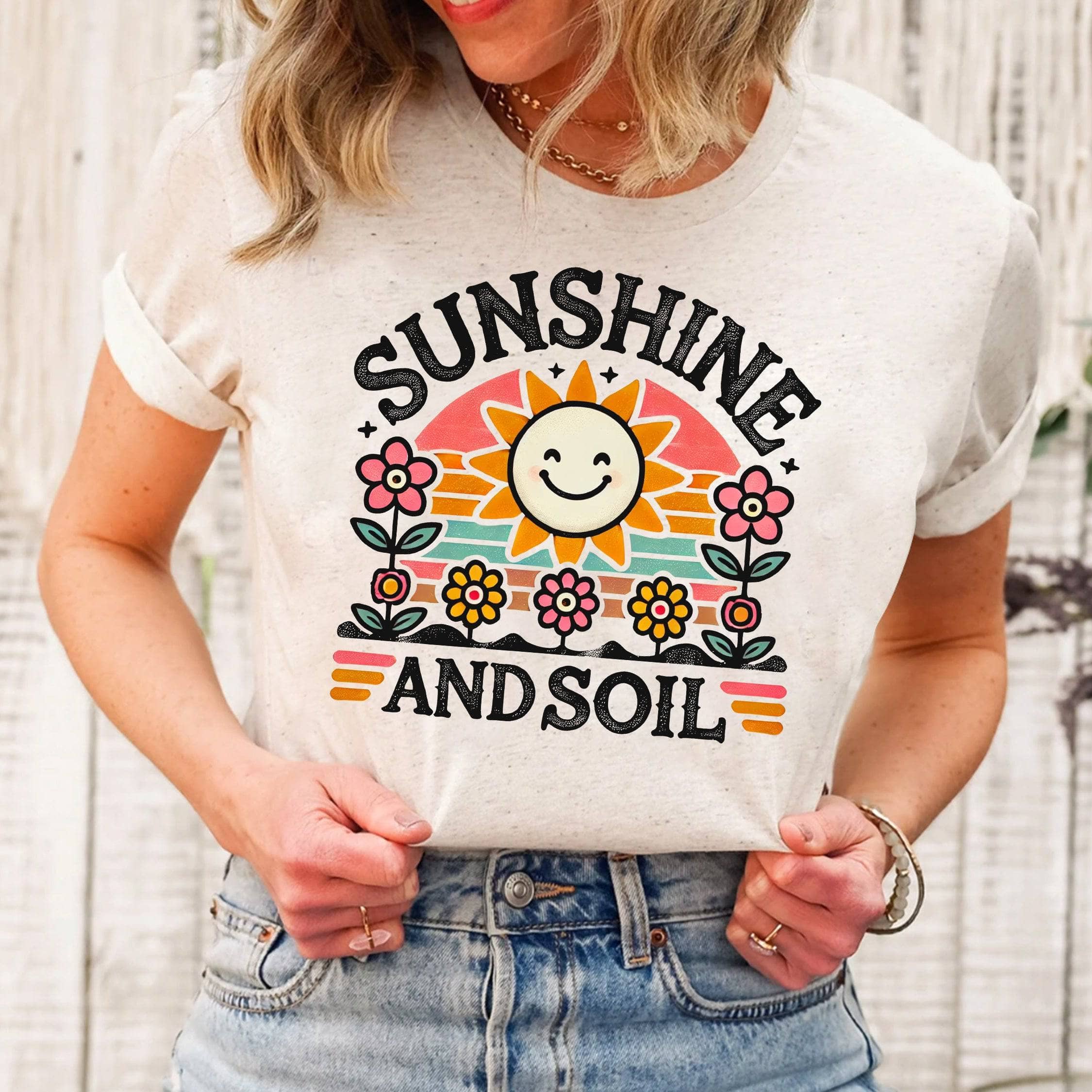 Sunshine and Soil Graphic T-Shirt - Comfortable Cotton Tee for Men & Women - Perfect for Outdoor Adventures, Gardening, and Casual Wear