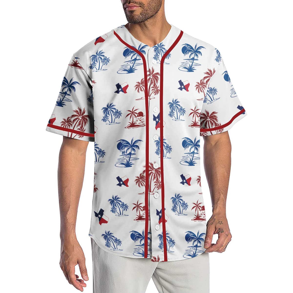 HYPERFAVOR Proud Texas Baseball Jersey for Men - Short Sleeve Texas State Shirt - Perfect for Baseball Games, Tailgating & Texas Pride Gifts