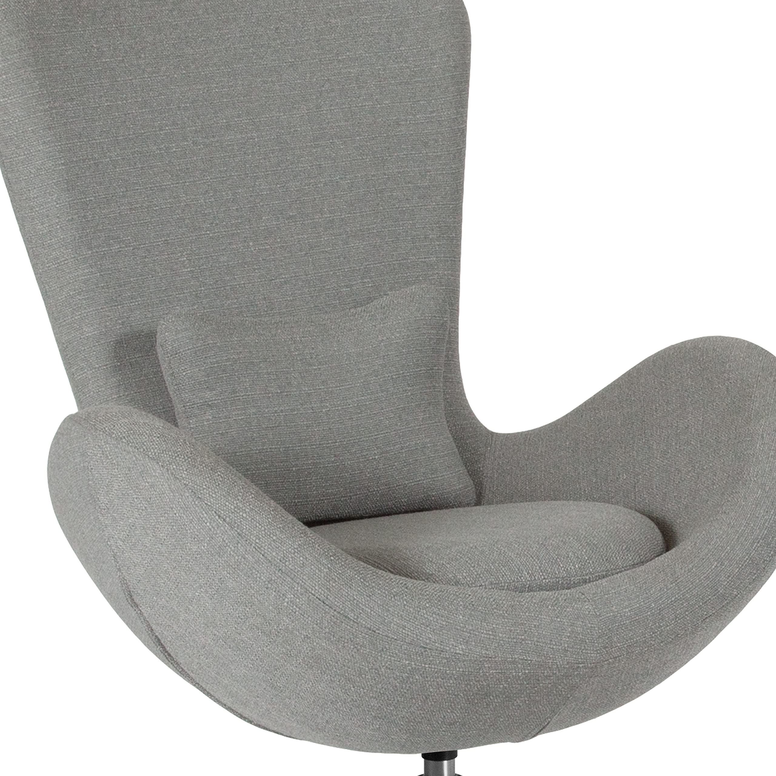 Emma & Oliver Light Gray Fabric Side Reception Chair with Bowed Seat - Elegant Waiting Room Seating for Offices, Hotels, and Event Venues