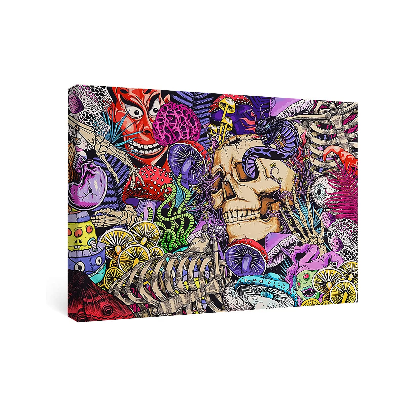 Youshosho Skull Wall Art Prints - Framed Gothic Decor for Office & Home - Perfect for Halloween, Man Cave & Living Room Wall Decor