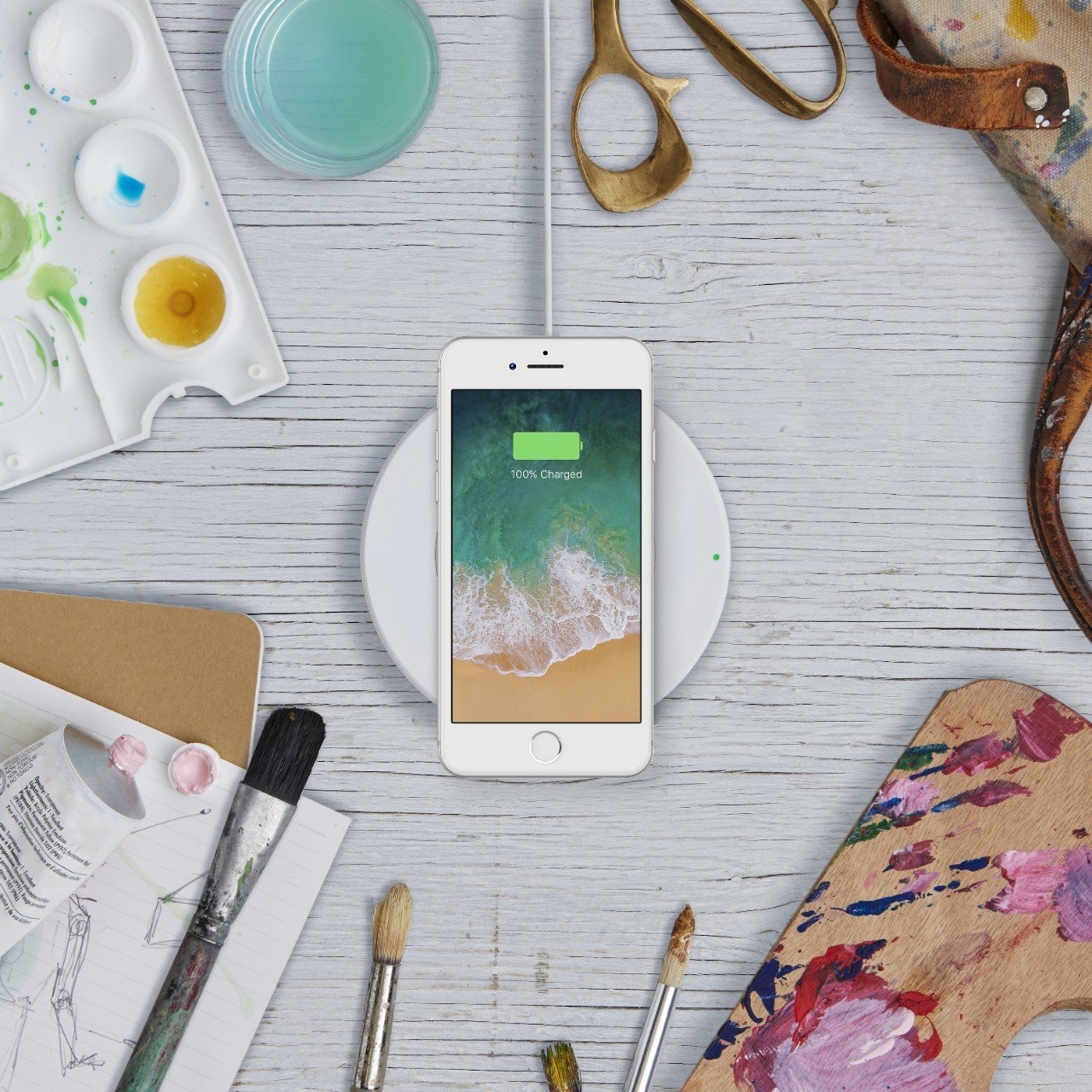 Belkin 7.5W Fast Wireless Charging Pad - Qi Certified for iPhone, Samsung Galaxy & AirPods - EU Plug (White) | Perfect for Bedside, Office & Car Charging