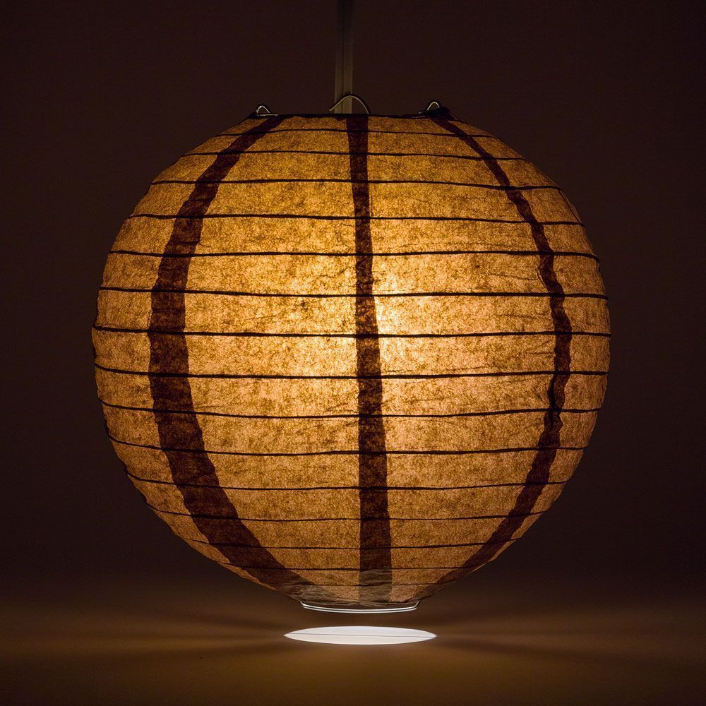 20 Pack Brown Round Paper Lanterns with Even Ribbing - Chinese Style Hanging Decor for Wedding, Party, Home & Garden Decoration - Perfect for Indoor and Outdoor Events