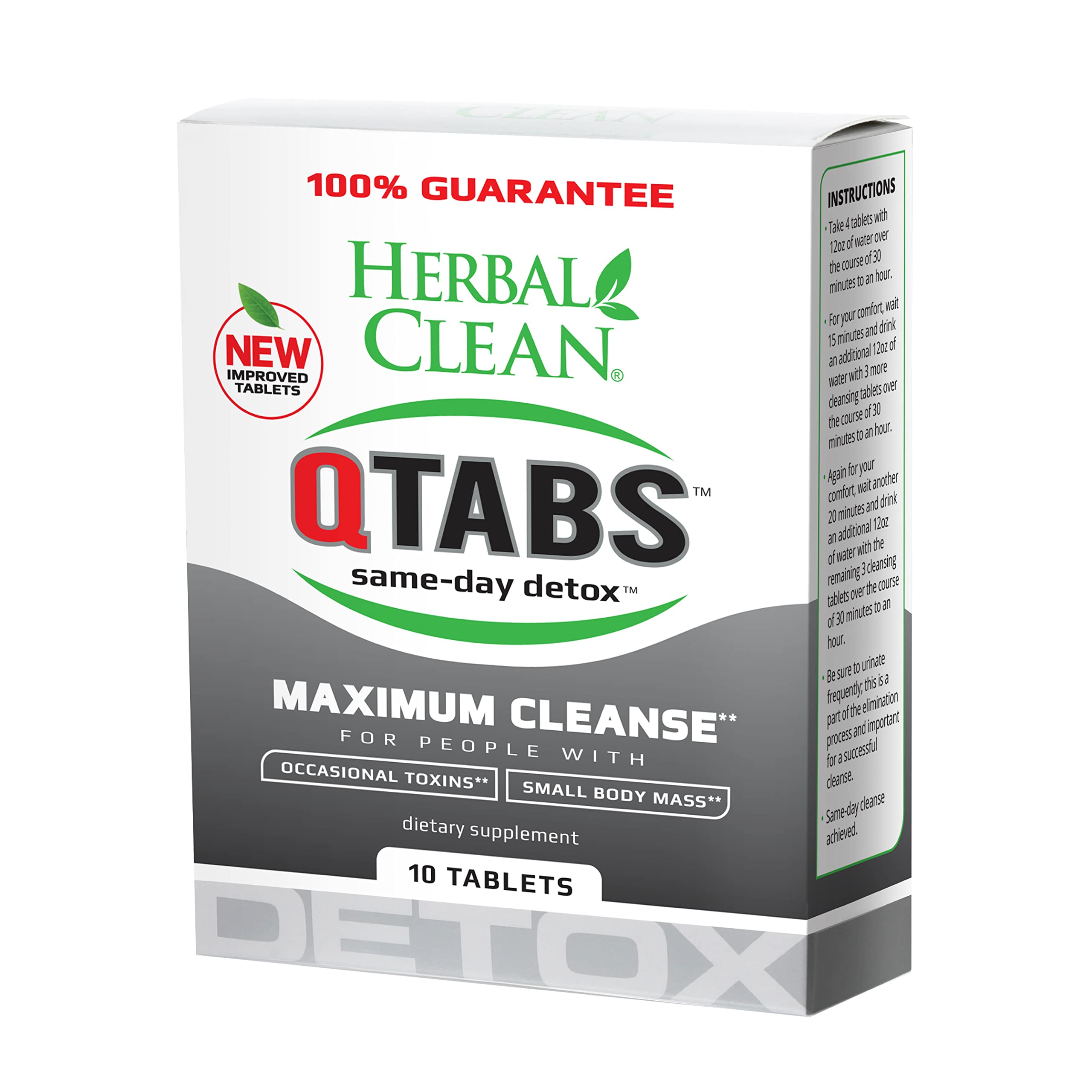 Herbal Clean QTabs Same-Day Detox Tablets - 10 Count, Portable & Discreet for Drug Tests - Perfect for Travel, Work, and Quick Cleansing