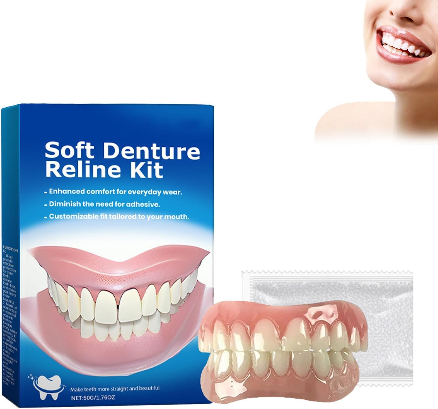 Fit Denture Silicone Reline Kit - Soft & Comfortable Denture Repair Solution for Men & Women (2-Pack) - Perfect for At-Home Denture Adjustments & Comfort Enhancement