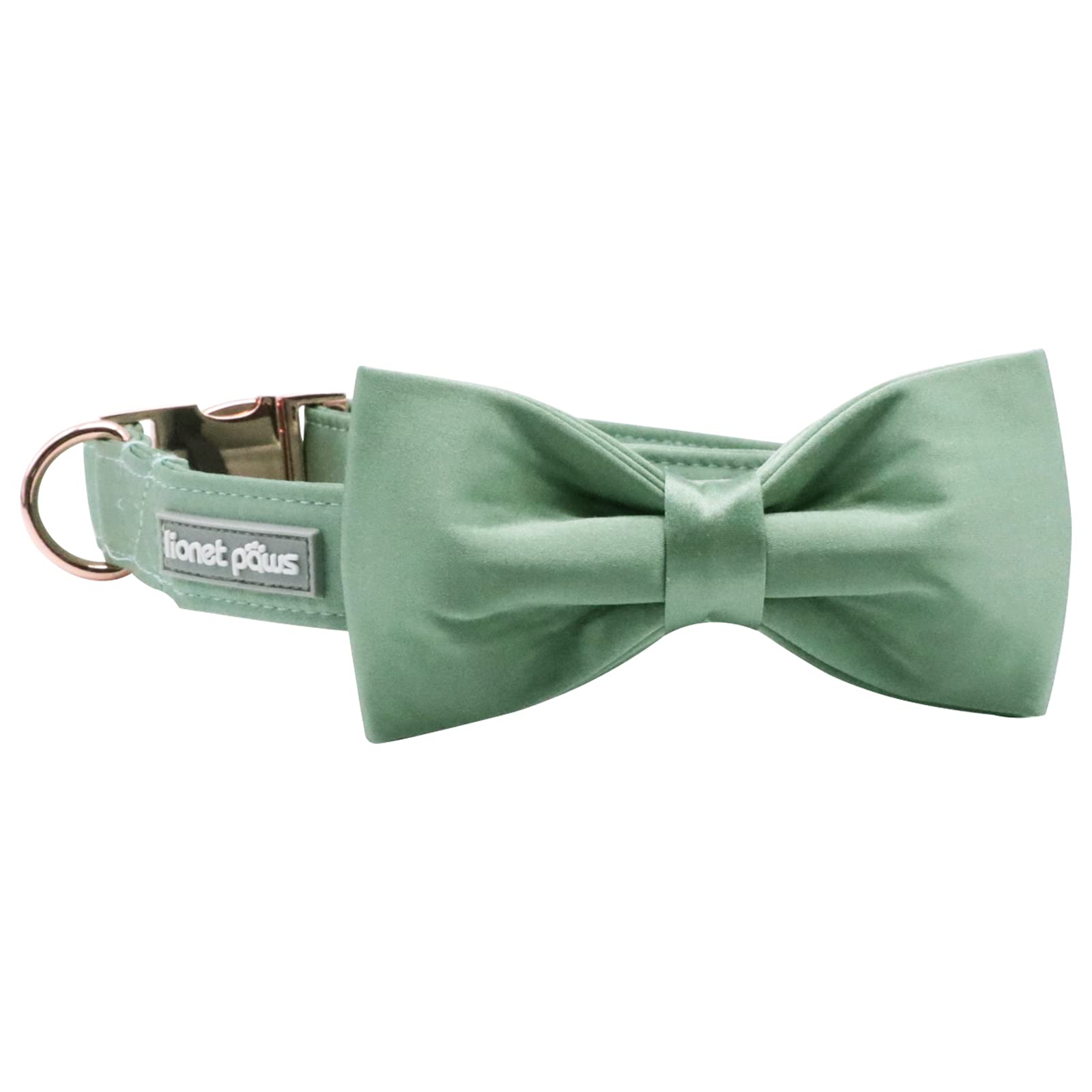 Lionet Paws Bowtie Dog Collar - Premium Silk Green Adjustable Pet Collar with Detachable Bow Tie for Small Dogs (10-16 Inch Neck) - Perfect for Weddings, Parties & Special Occasions