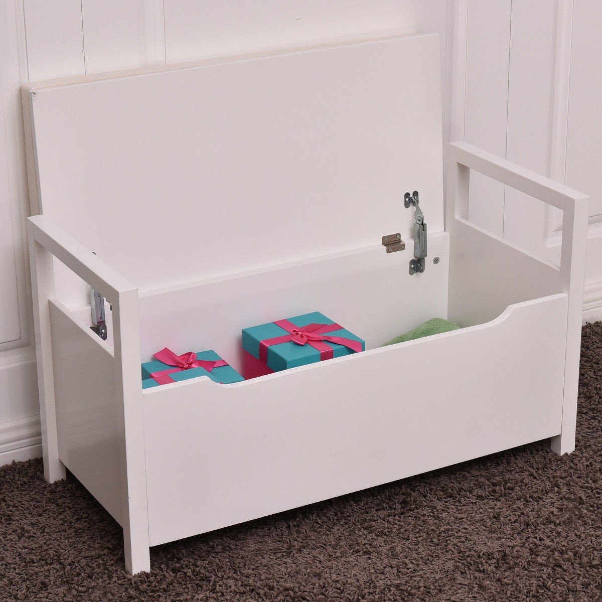 Modern Shoe Bench with Cushioned Seat - Elegant Entryway Storage Rack for Hallway, White Home Decor Furniture | Perfect for Small Spaces, Mudroom Organization & Shoe Storage Solution